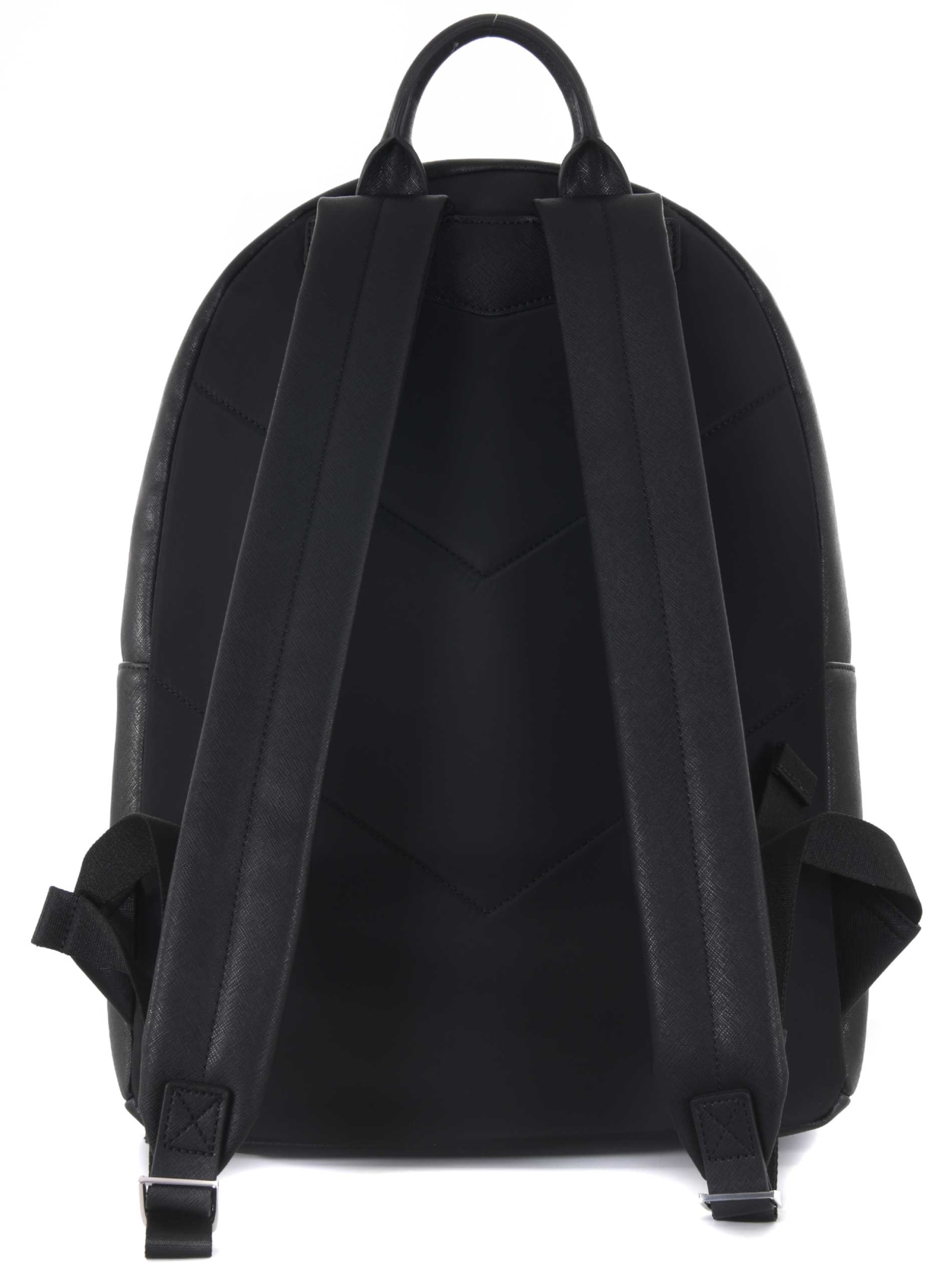 Emporio Armani Zaino Roundshape In Pelle Rigenerata Cn Aquila In Nero Neri E Grigi