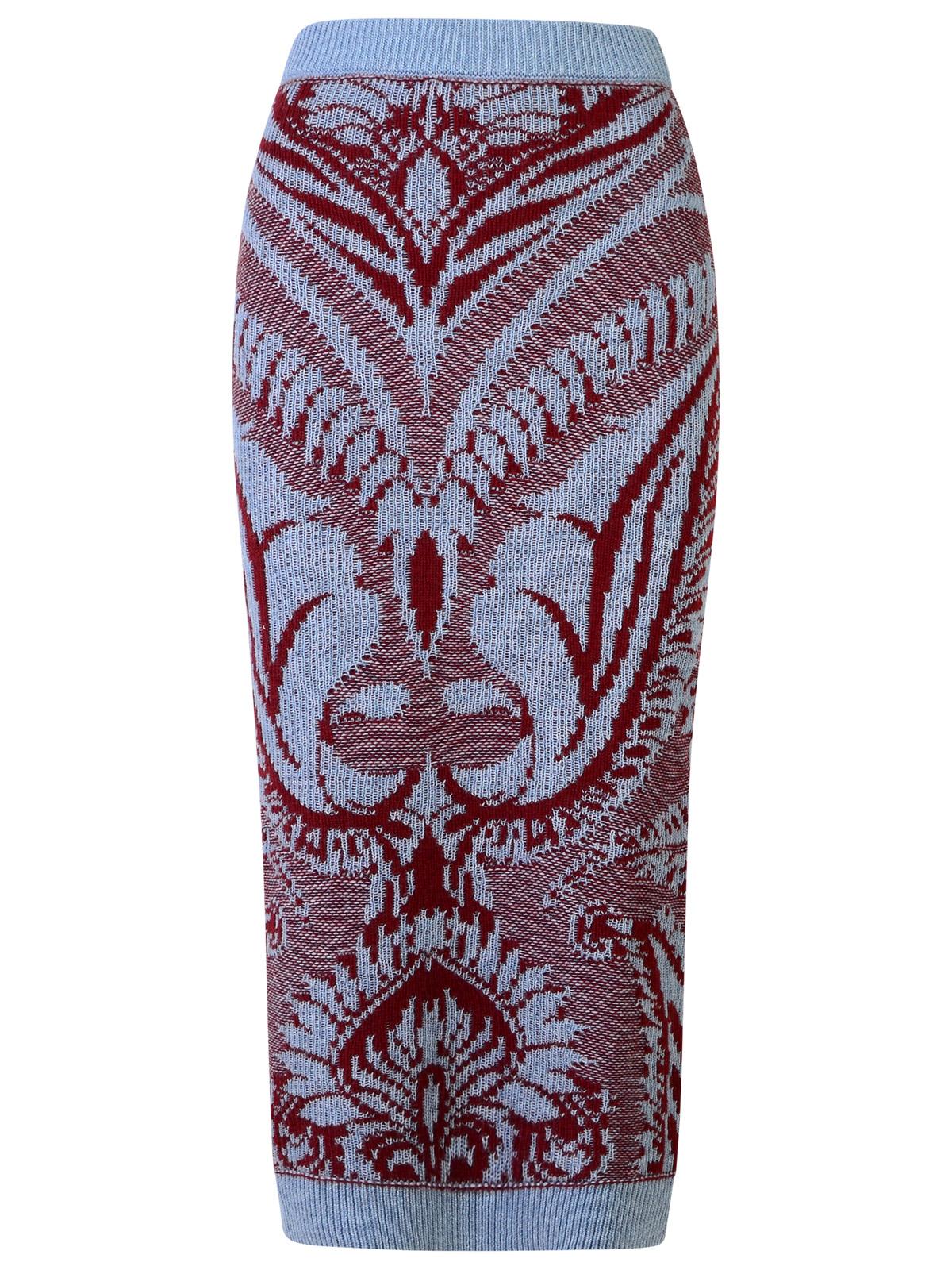 Shop Etro Multicolor Wool Skirt