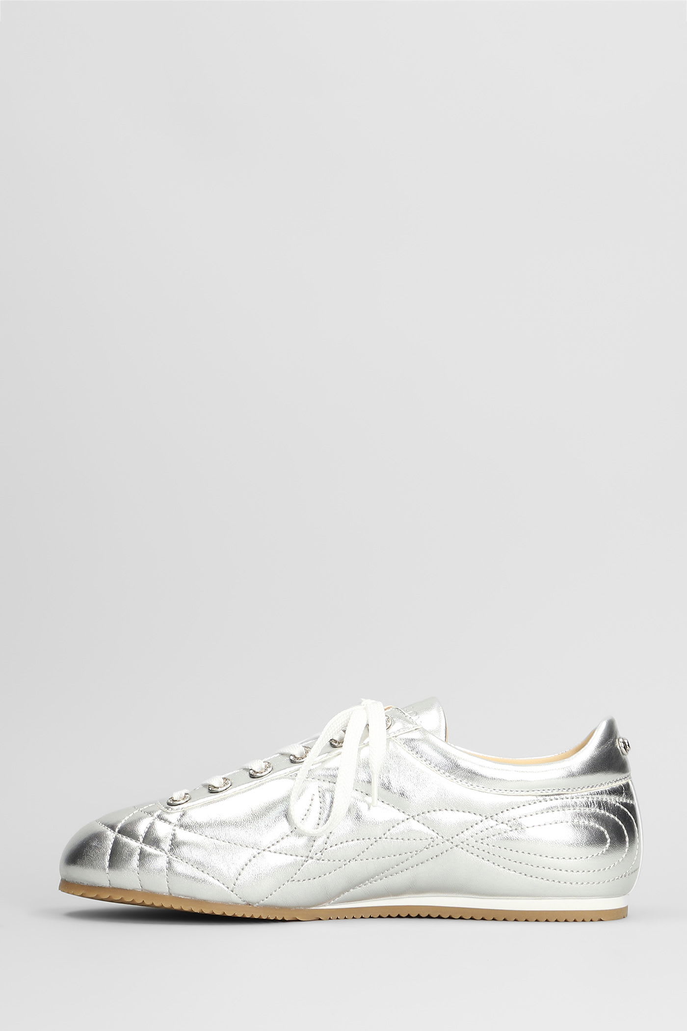 Mach &amp; Mach Sneakers In Silver Leather In Metallic