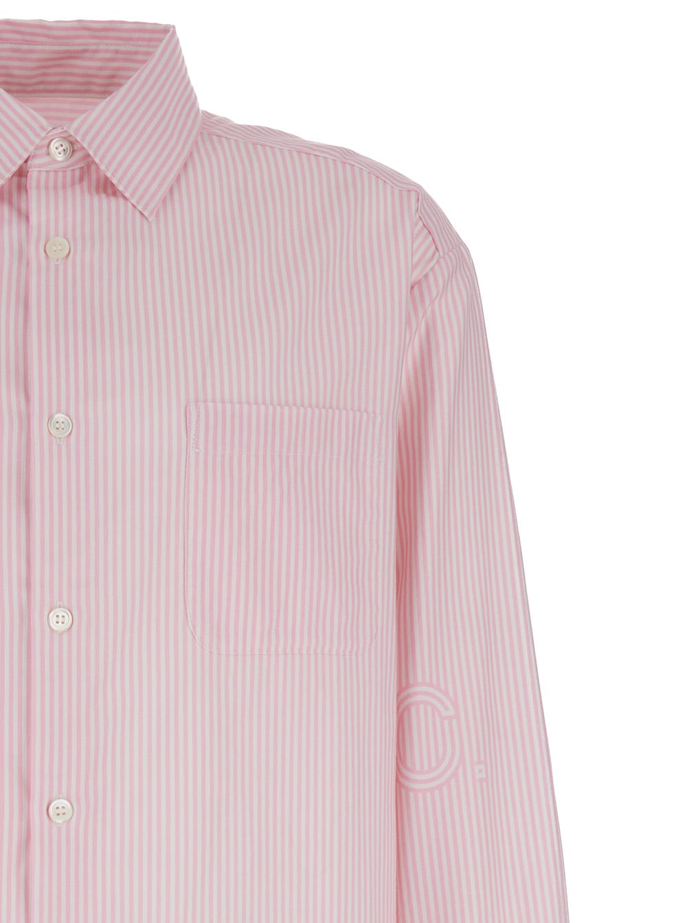 Shop Apc Pink And White Shirt In Cotton Man