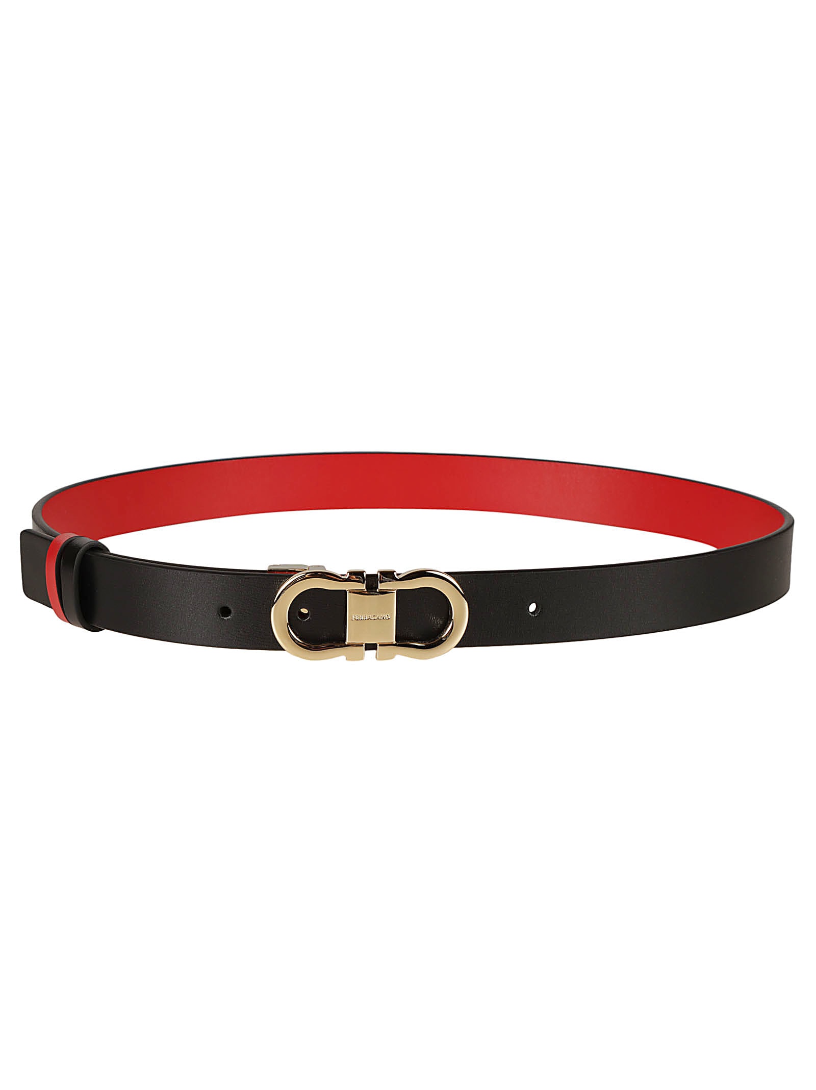 Shop Ferragamo Double Gancini Buckled Belt In Black