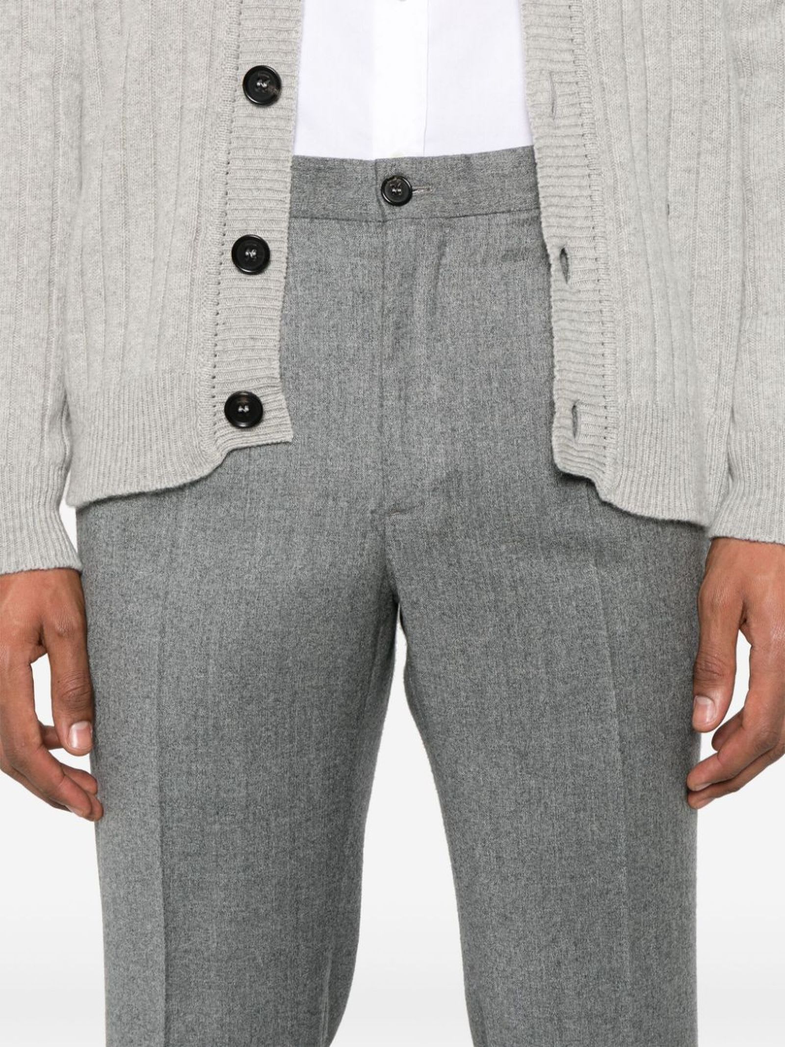 INCOTEX GREY VIRGIN WOOL TROUSERS 