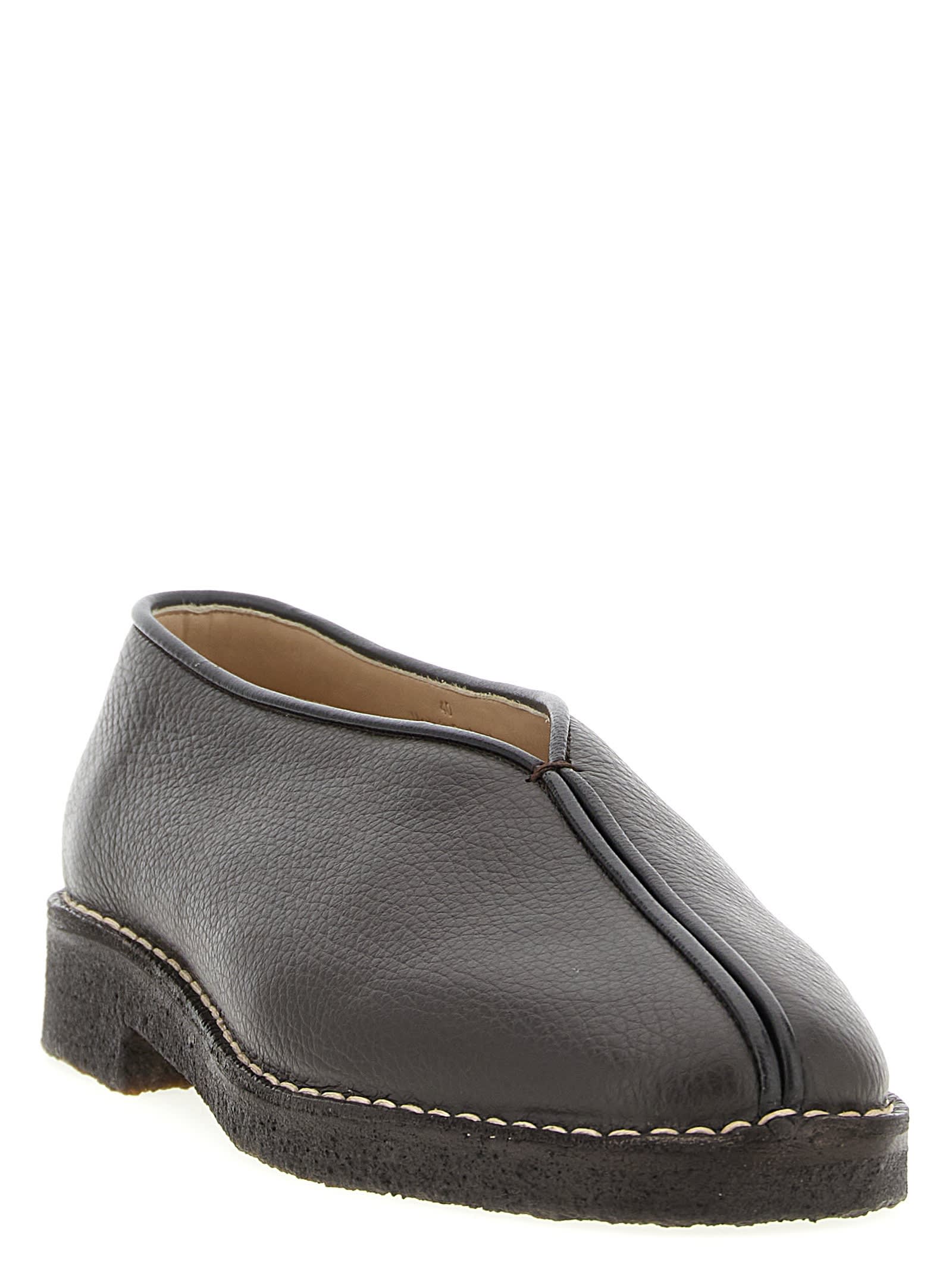 Lemaire Piped Crepe Slippers In Brown