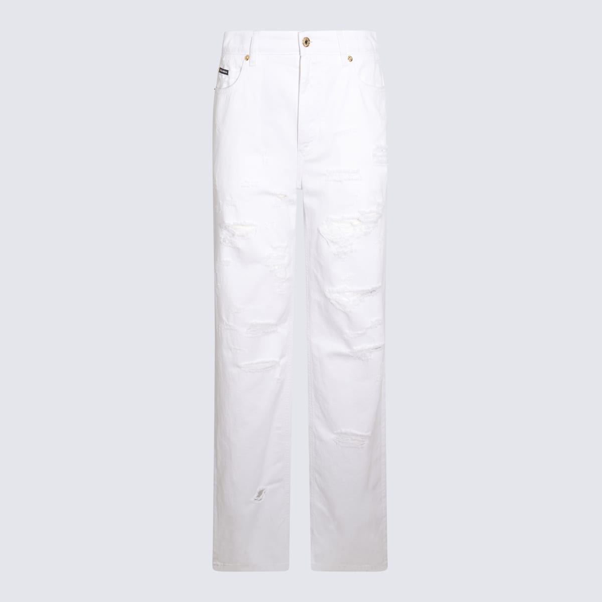 Shop Dolce & Gabbana White Denim Boyfriend Jeans In Variante Abbinata