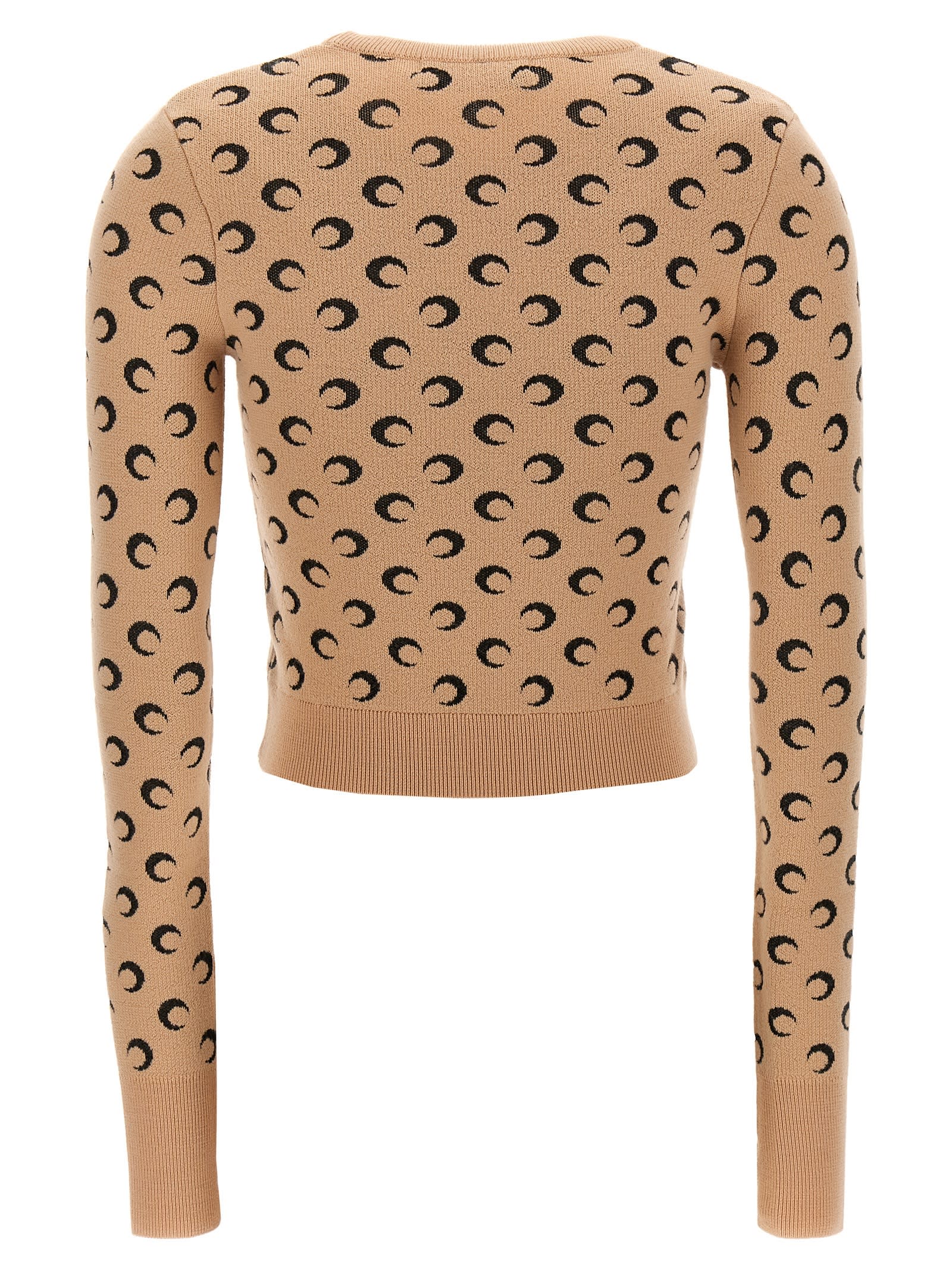 Shop Marine Serre Moon Jacquard Sweater In Beige