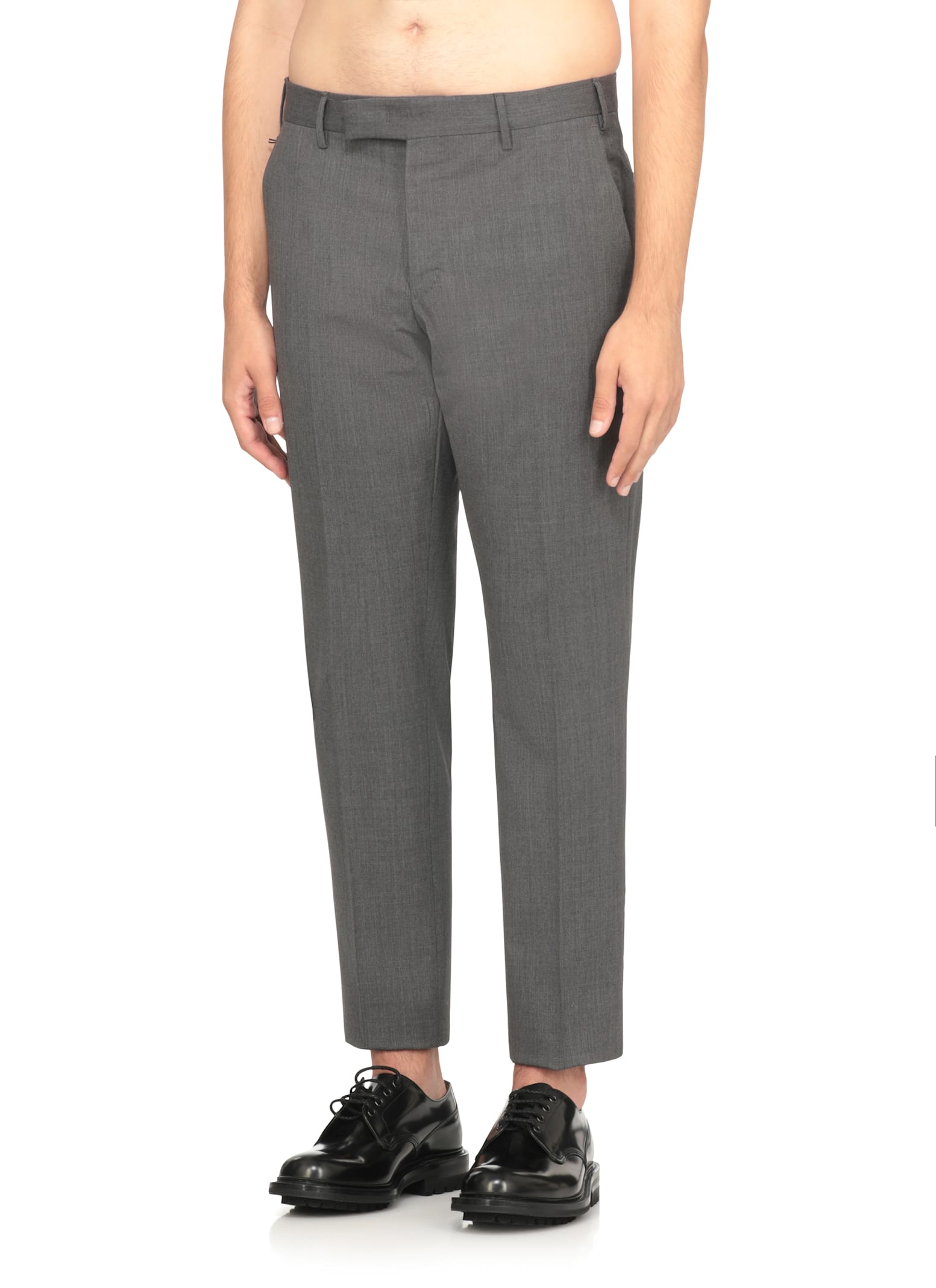 Pt Torino Rebel Stretch Wool Trousers In Gray