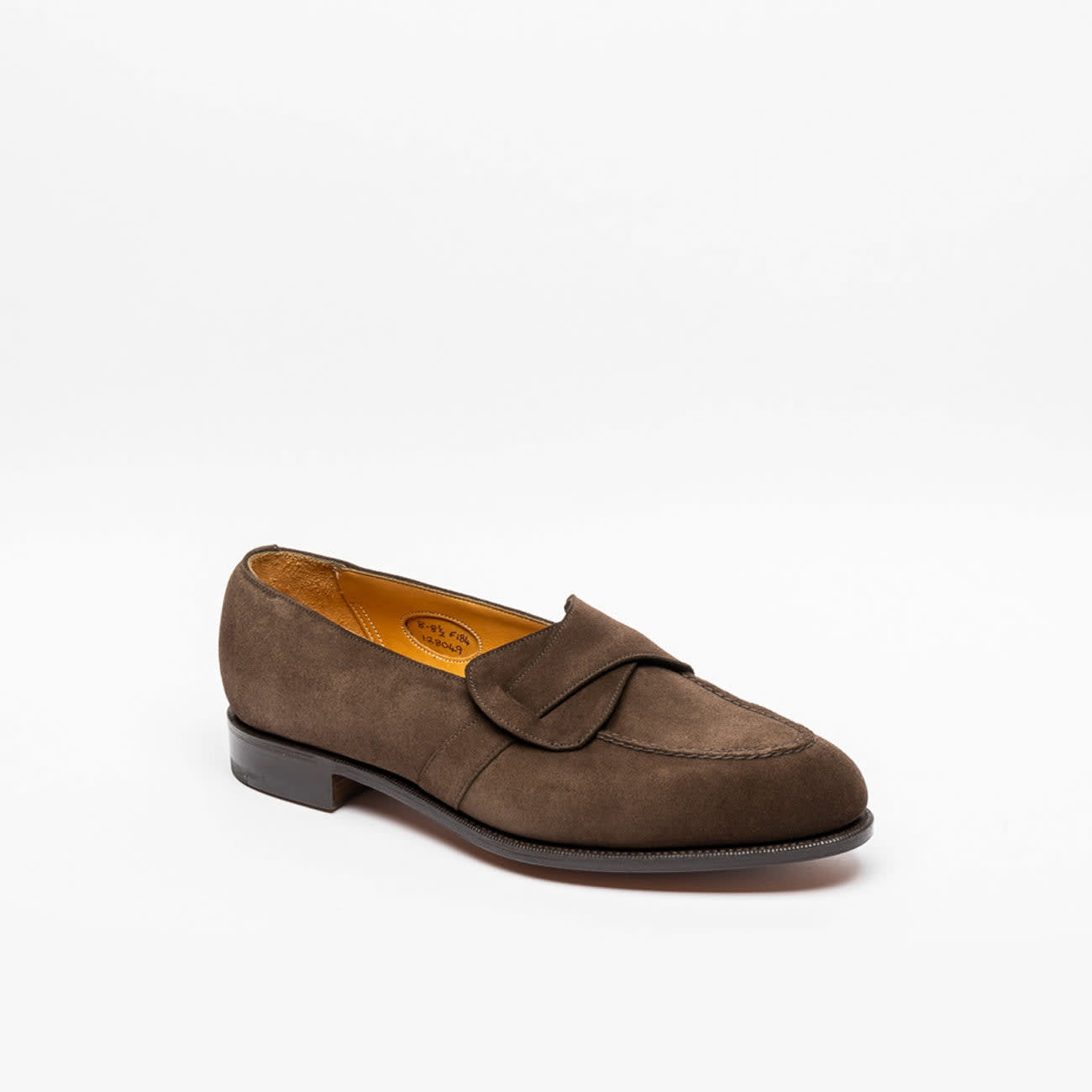Brown Suede Crossed Strap Loafer