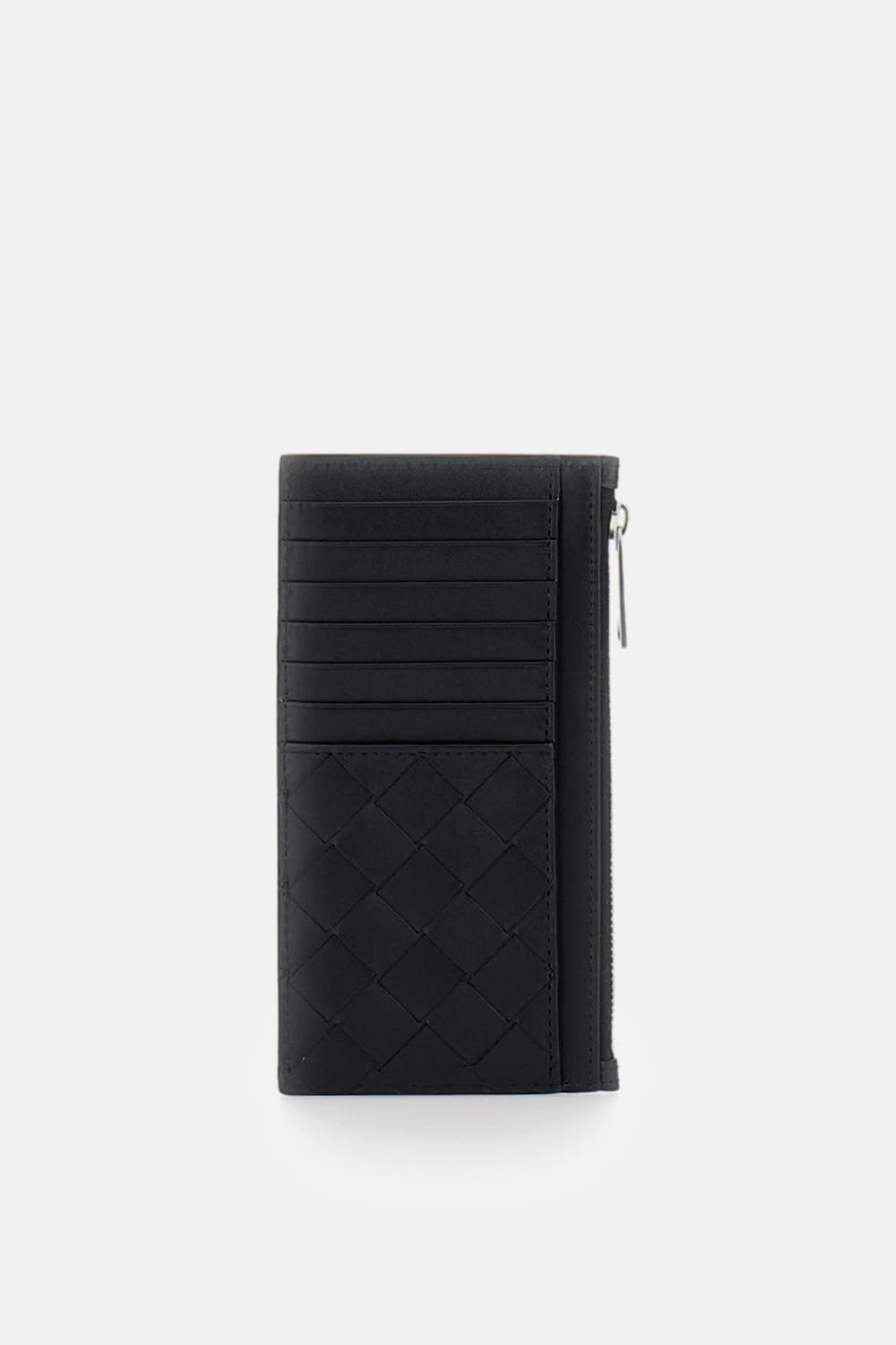 Bottega Veneta Intrecciato Long Zipped Card Case In Black