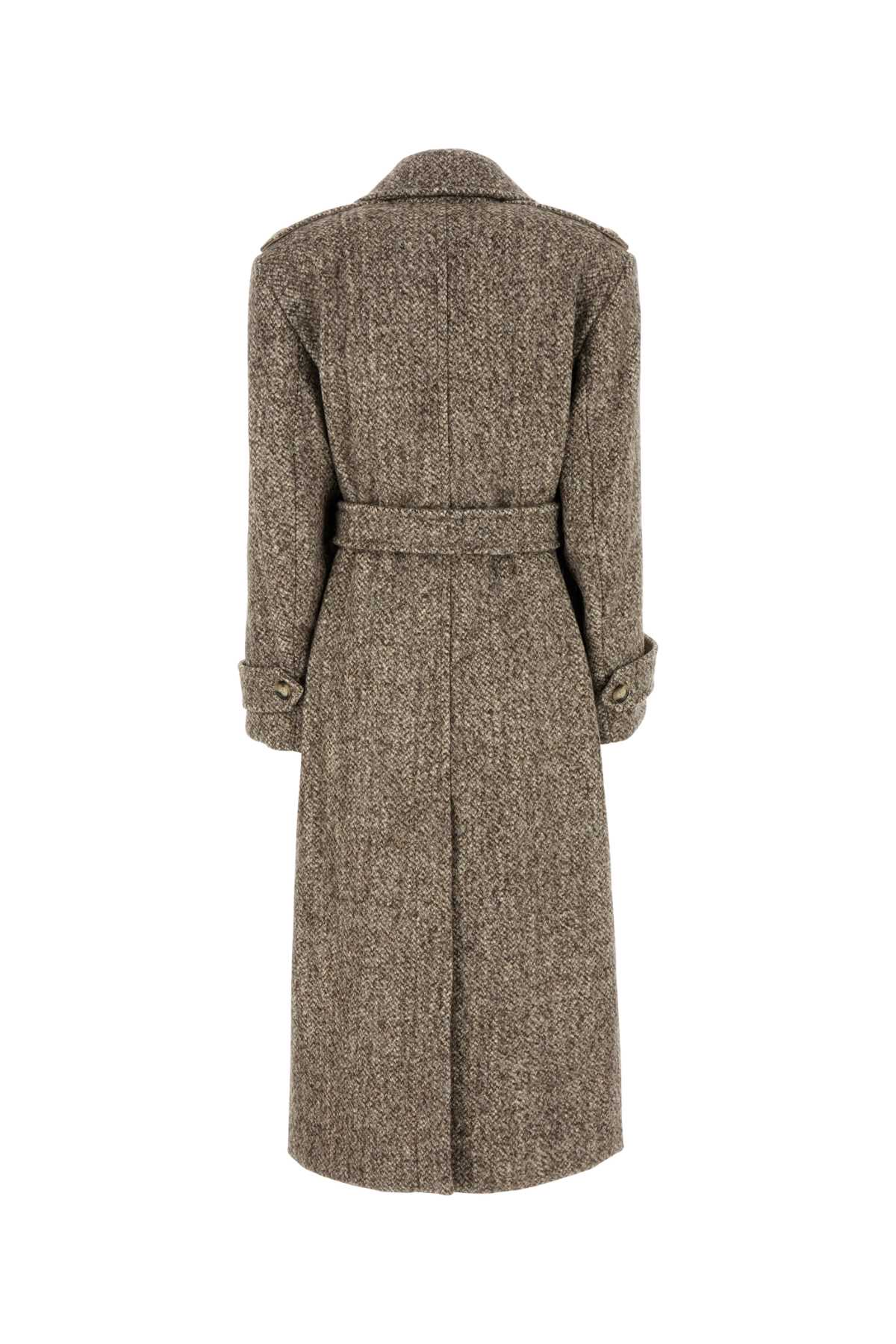 Sportmax Melange Brown Wool Blend Denaro Coat In Sabbia