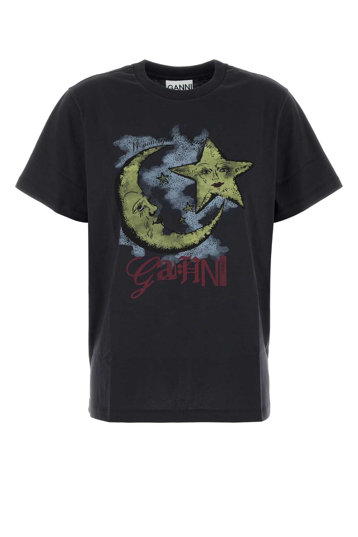 Ganni Basic Jersey Moonlight Relaxed T-shirt In Gray Quill