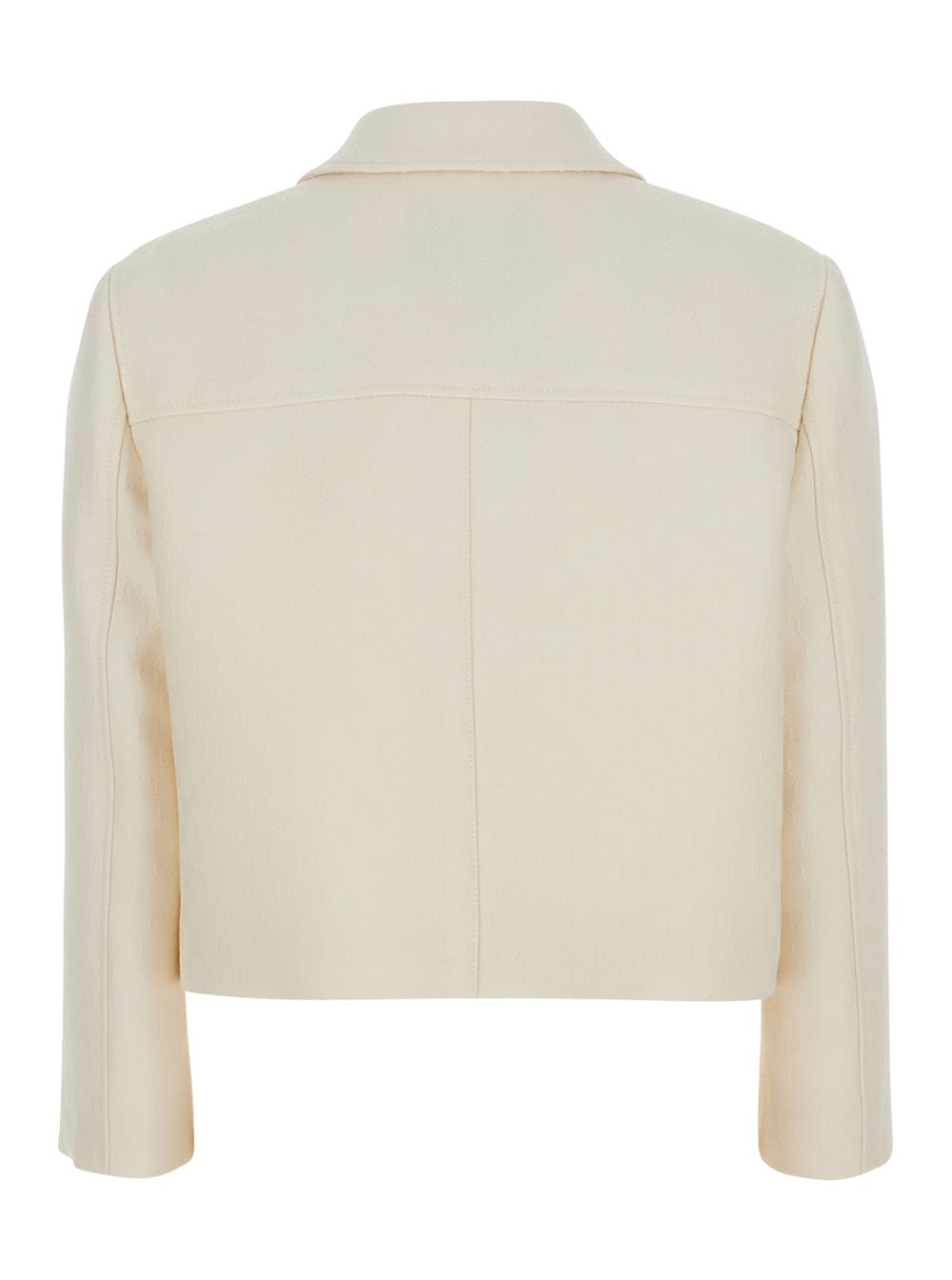 Gucci White Jacket With Notched Revers In Gg Canvas Woman In Black