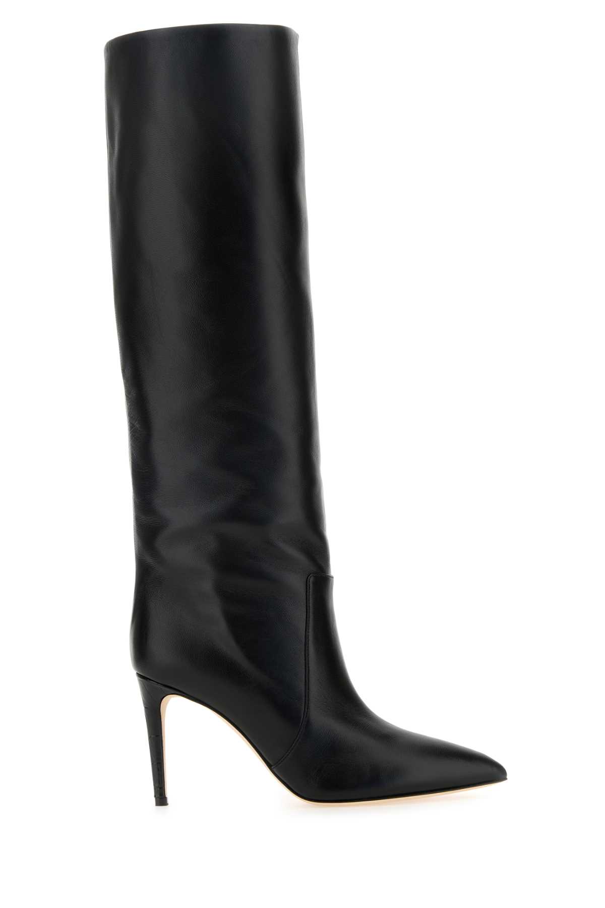 Paris Texas Arrow Toe Stiletto Boots In Black Leather In Black