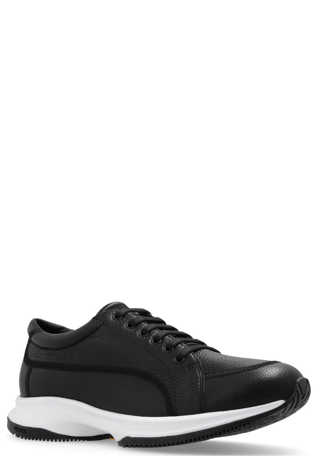 Shop Giorgio Armani Almond Toe Low-top Sneakers In Black