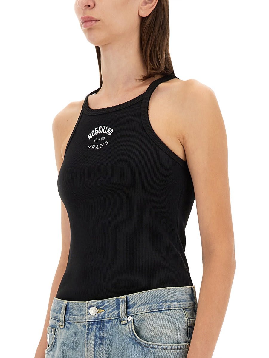 Moschino Jeans Tank Top With Logo In Black