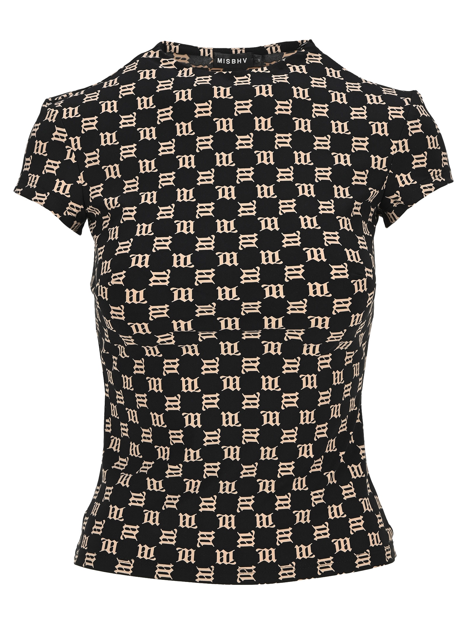 Misbhv Lara Monogram-print T-shirt In Black
