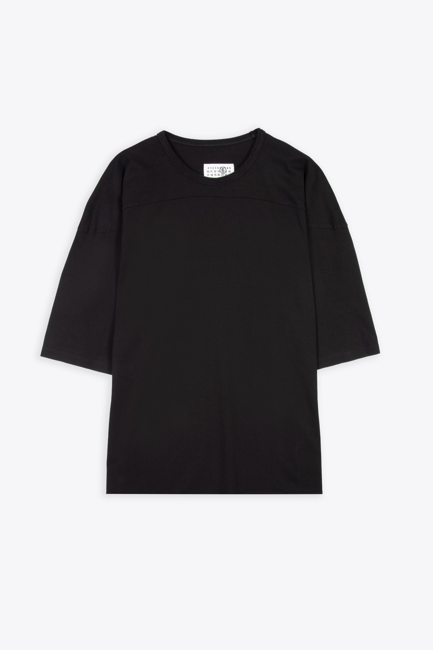 T-shirt Black Relaxed T-shirt With 3/4 Sleeves Lenght