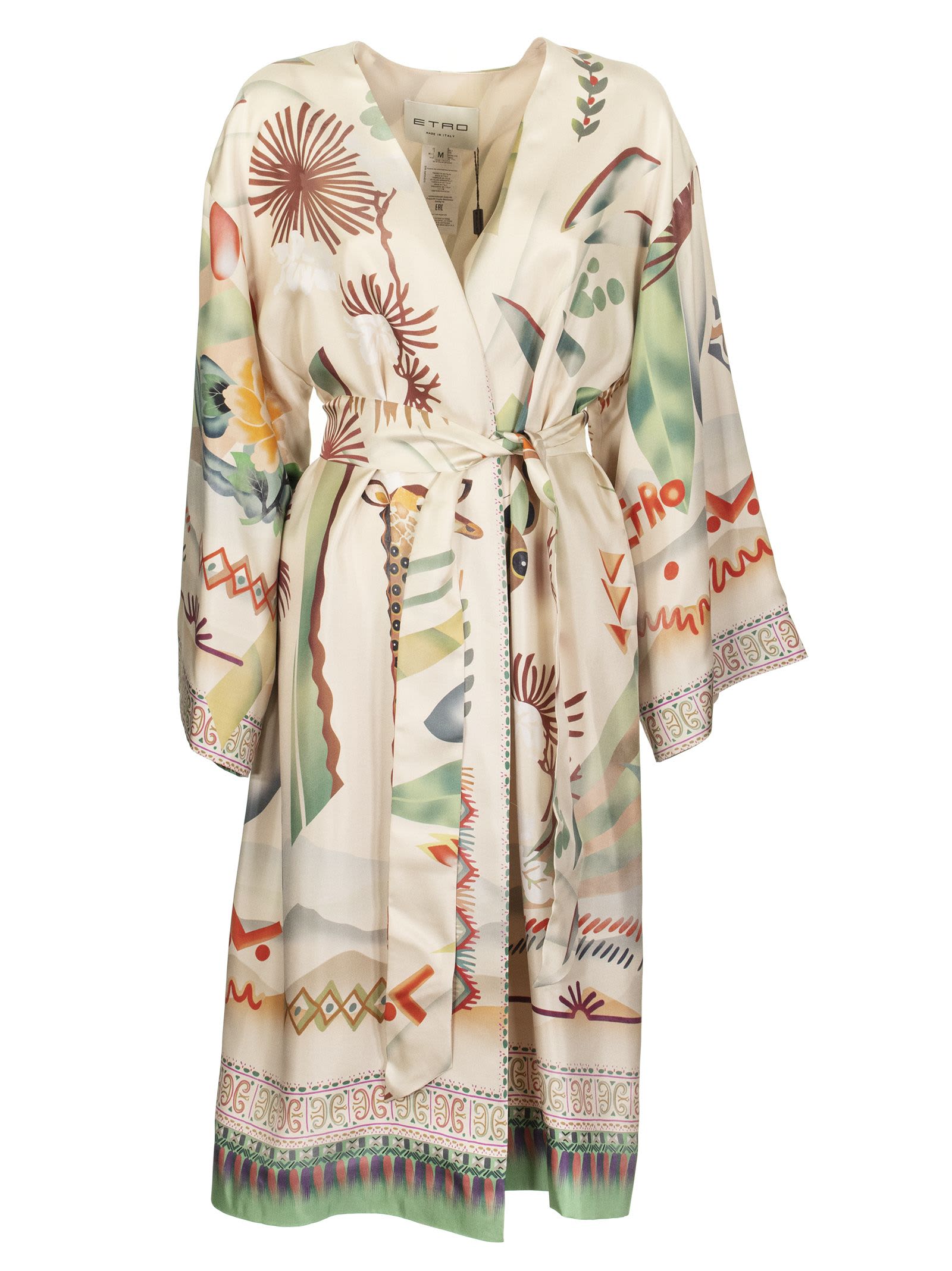 ETRO LIGHT GRAFFITI PRINT SILK COAT,11238622