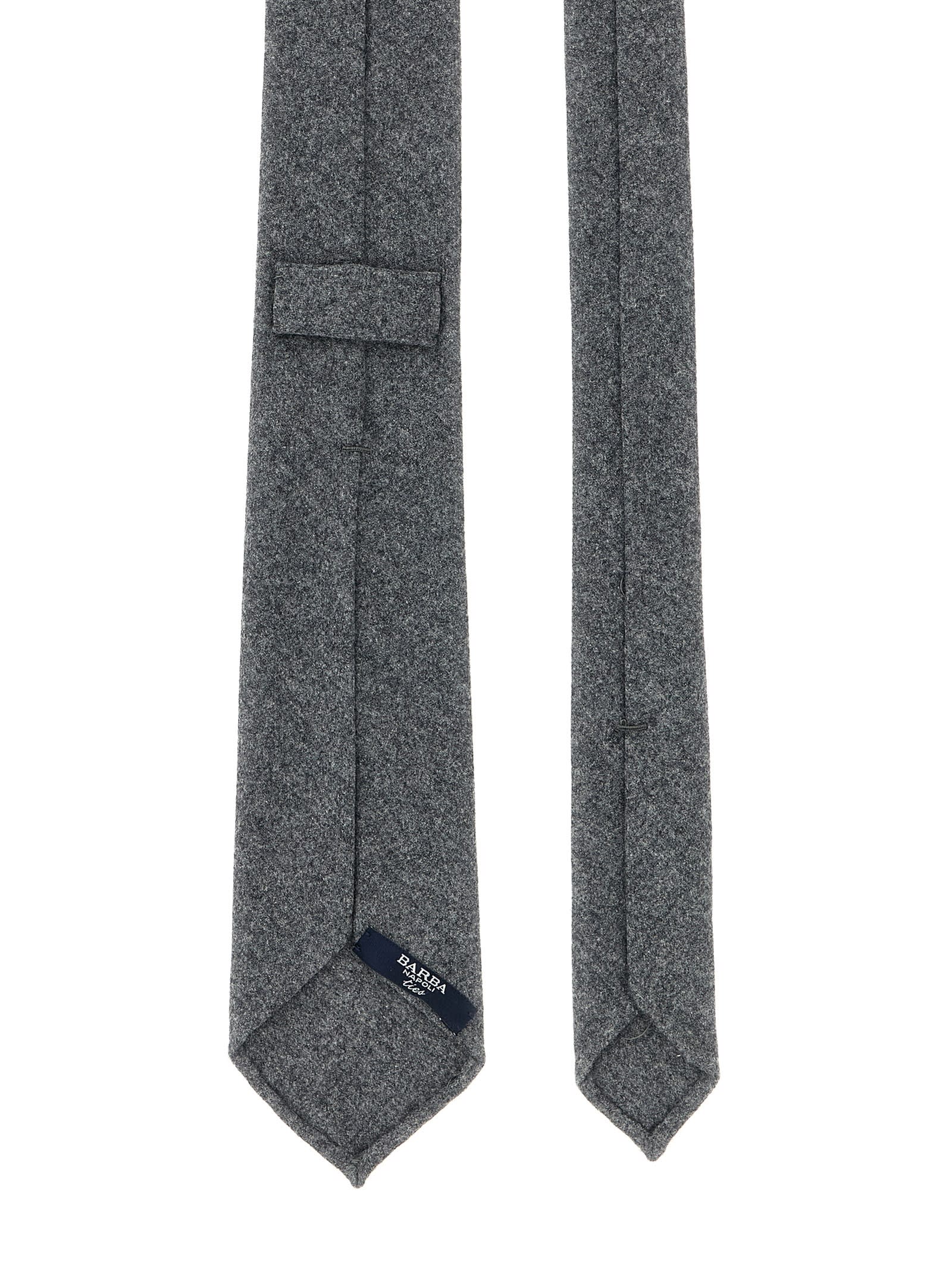 Barba Napoli Slim Wool Tie Textured Fabric In Gray
