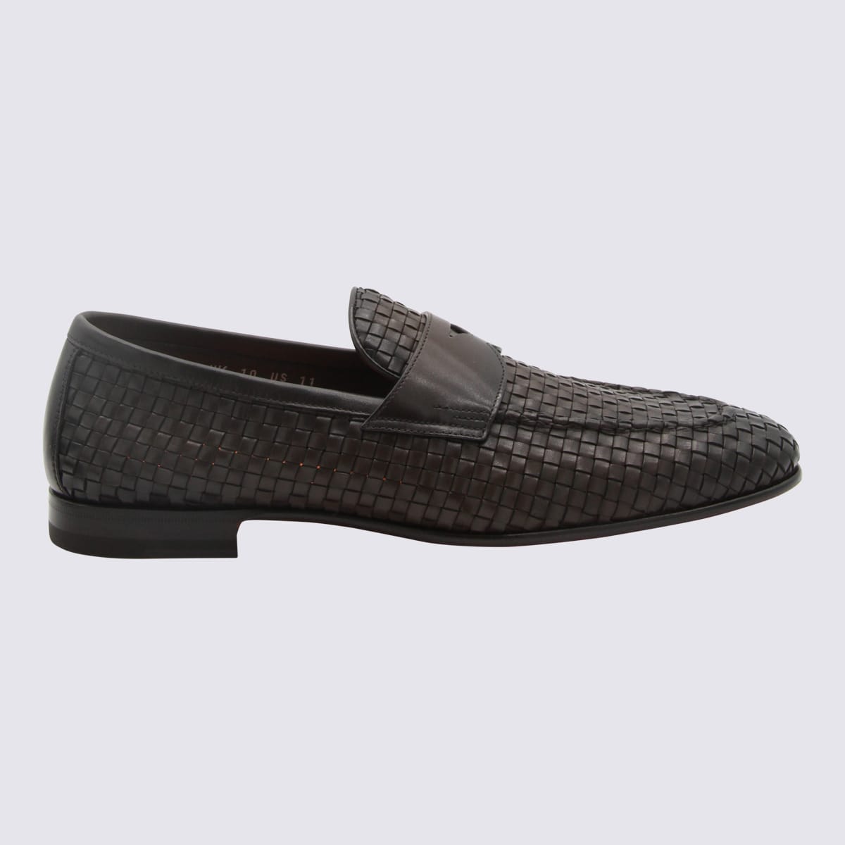 Shop Santoni Brown Leather Wowen Loafers