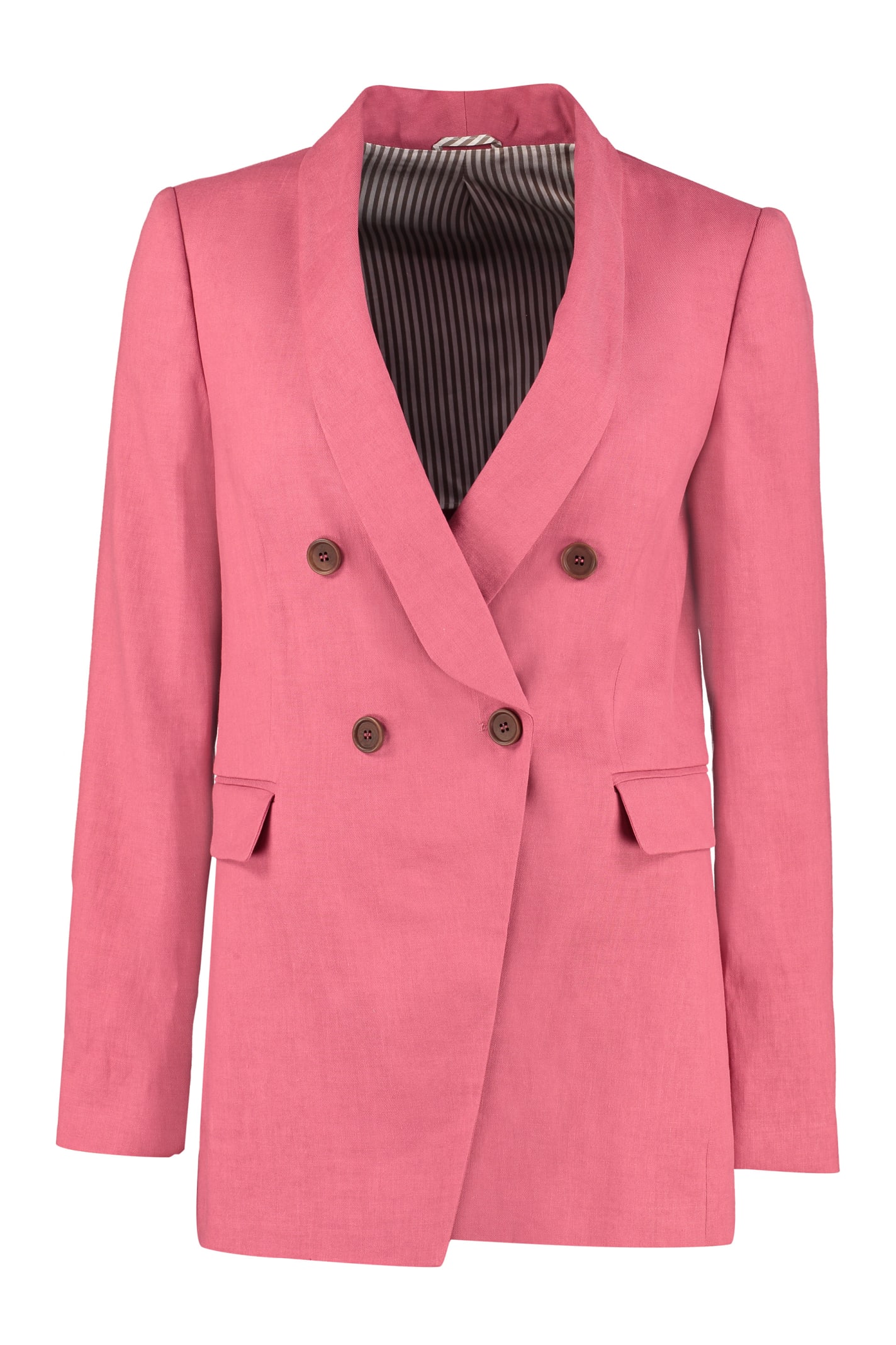 Brunello Cucinelli Cotton-linen Blend Blazer In Pink