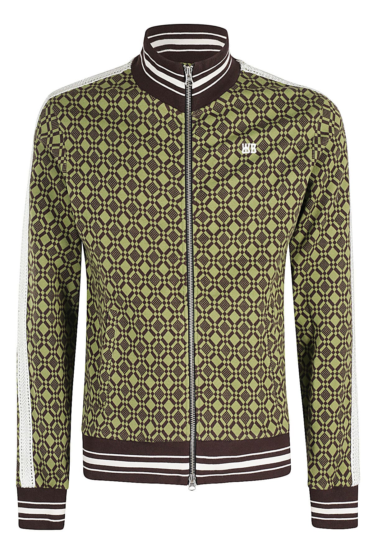 Shop Wales Bonner Power Track Top In Olive And Dark Brown