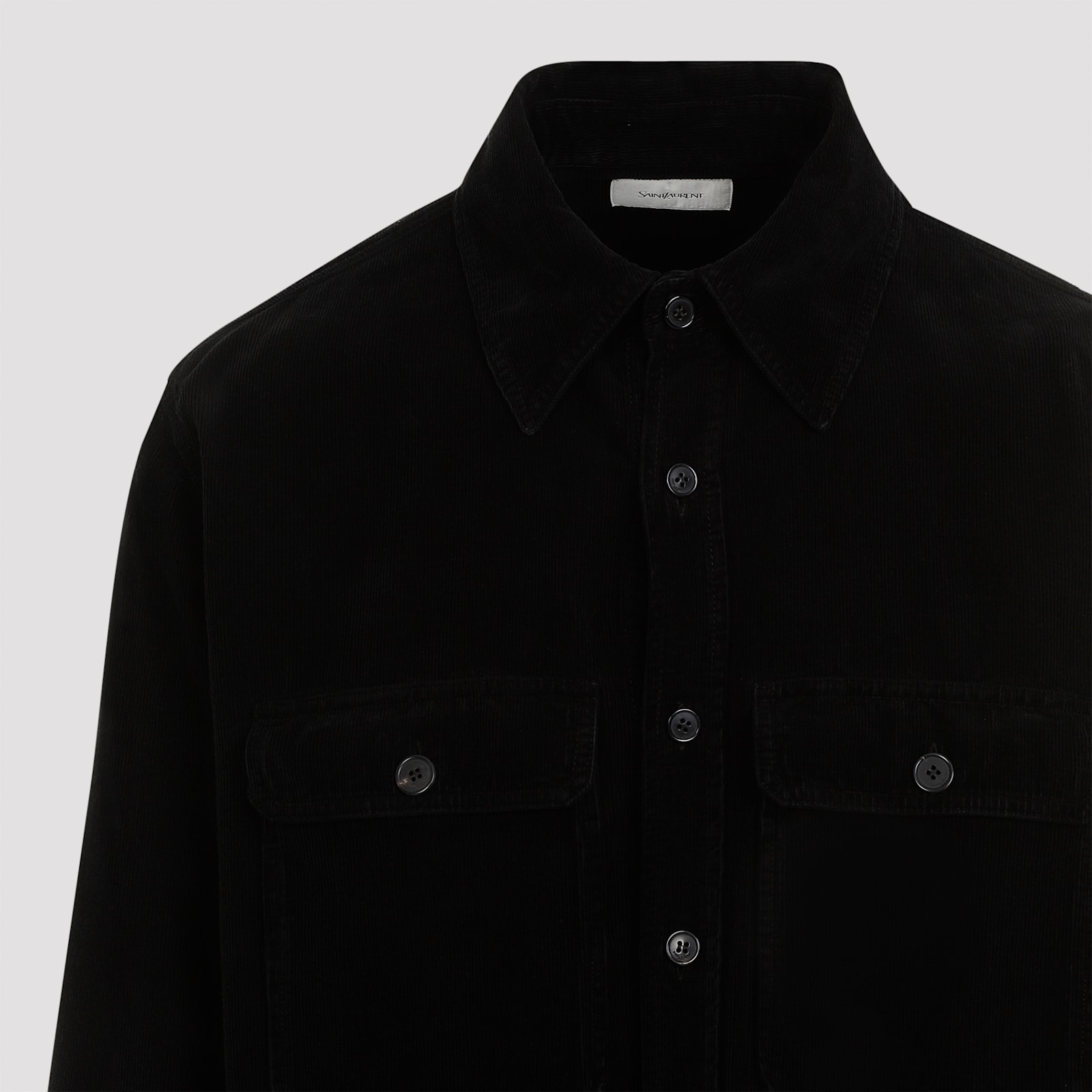 Shop Saint Laurent Cotton Overshirt In Deep Faded Black