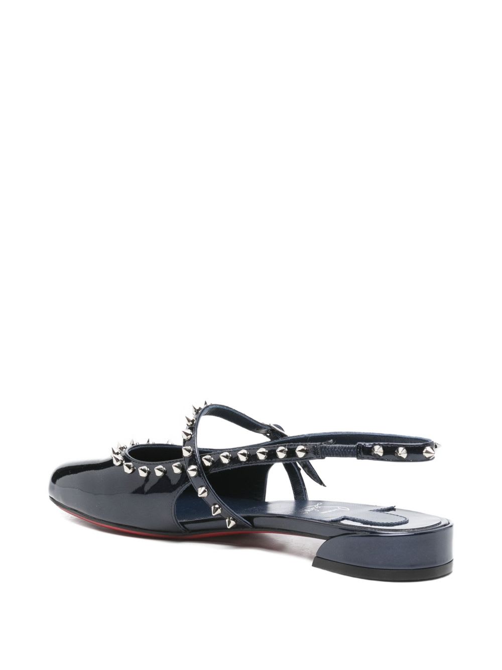 Christian Louboutin Black Patent Leather Sweet Janispikes Flat Ballerinas
