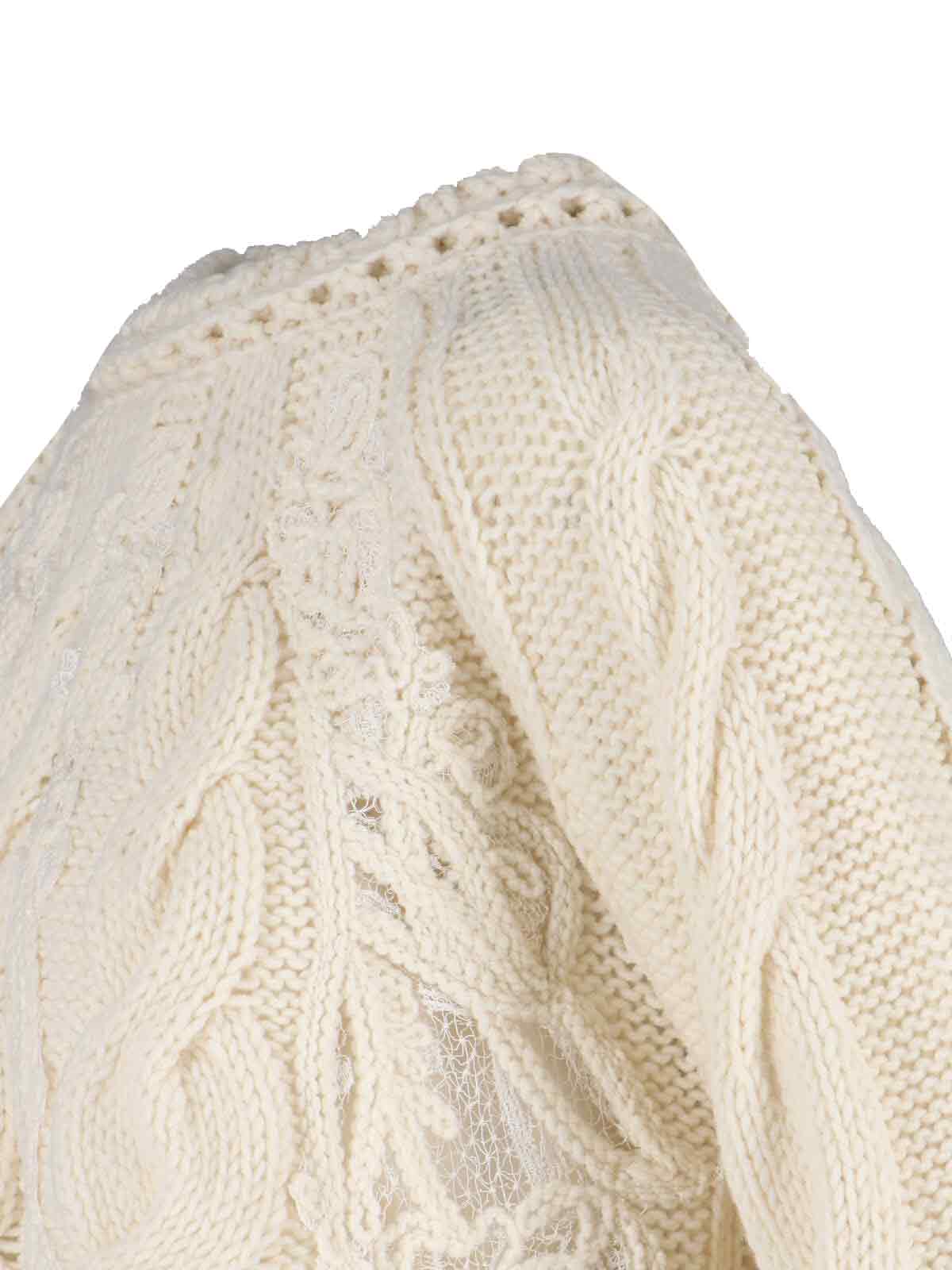 Ermanno Scervino Knitwear With Crewneck And Asymmetric Hem In Neutral