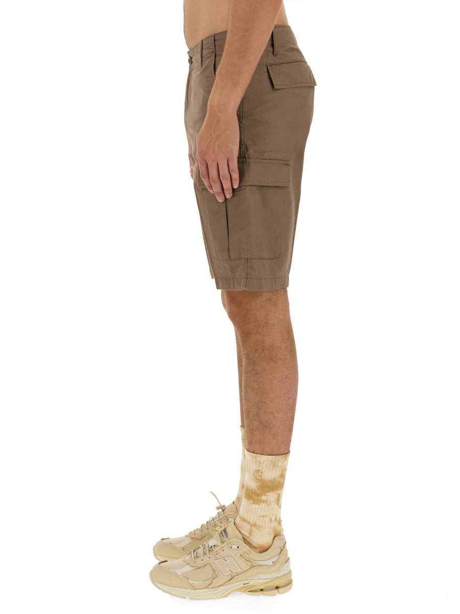 Shop Carhartt Cotton Bermuda Shorts In Branch Rinsed