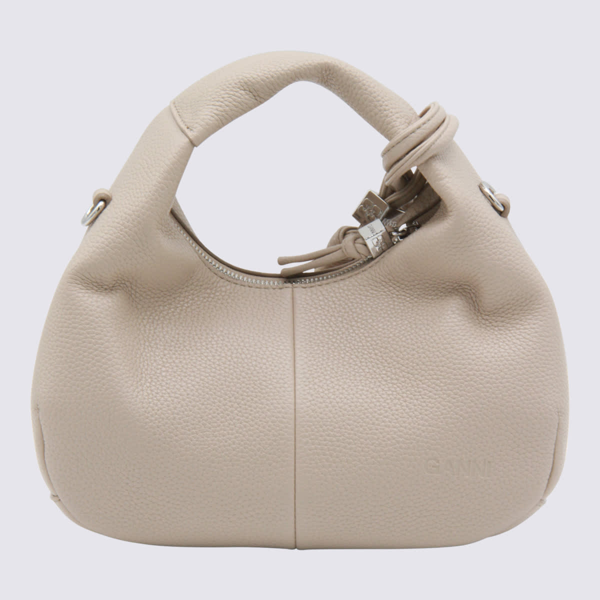 Ganni Women Pink Handbag With Removable Shoulder Strap And Pendant With Logo In Ecoleather Woman In White