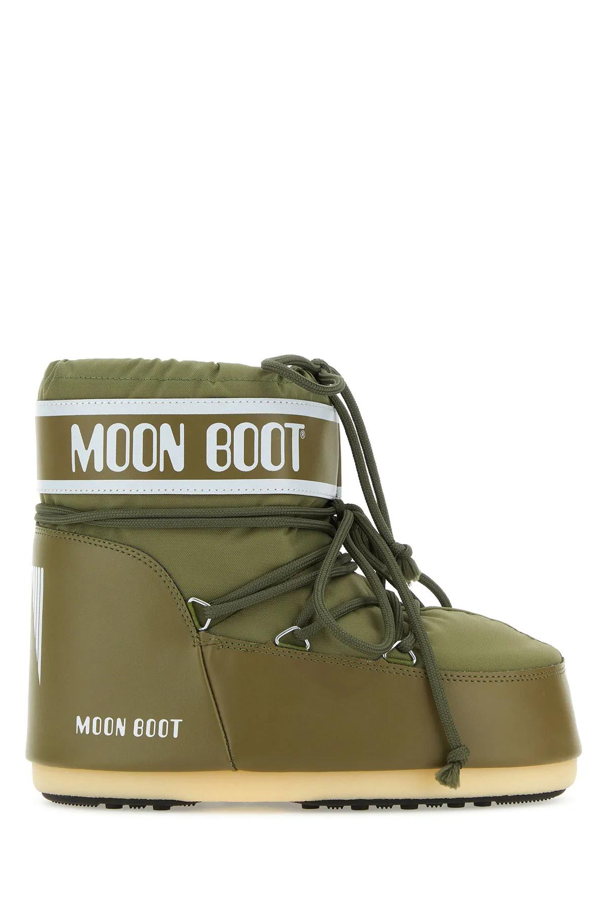 Olive Green Nylon Icon Low Ankle Boots
