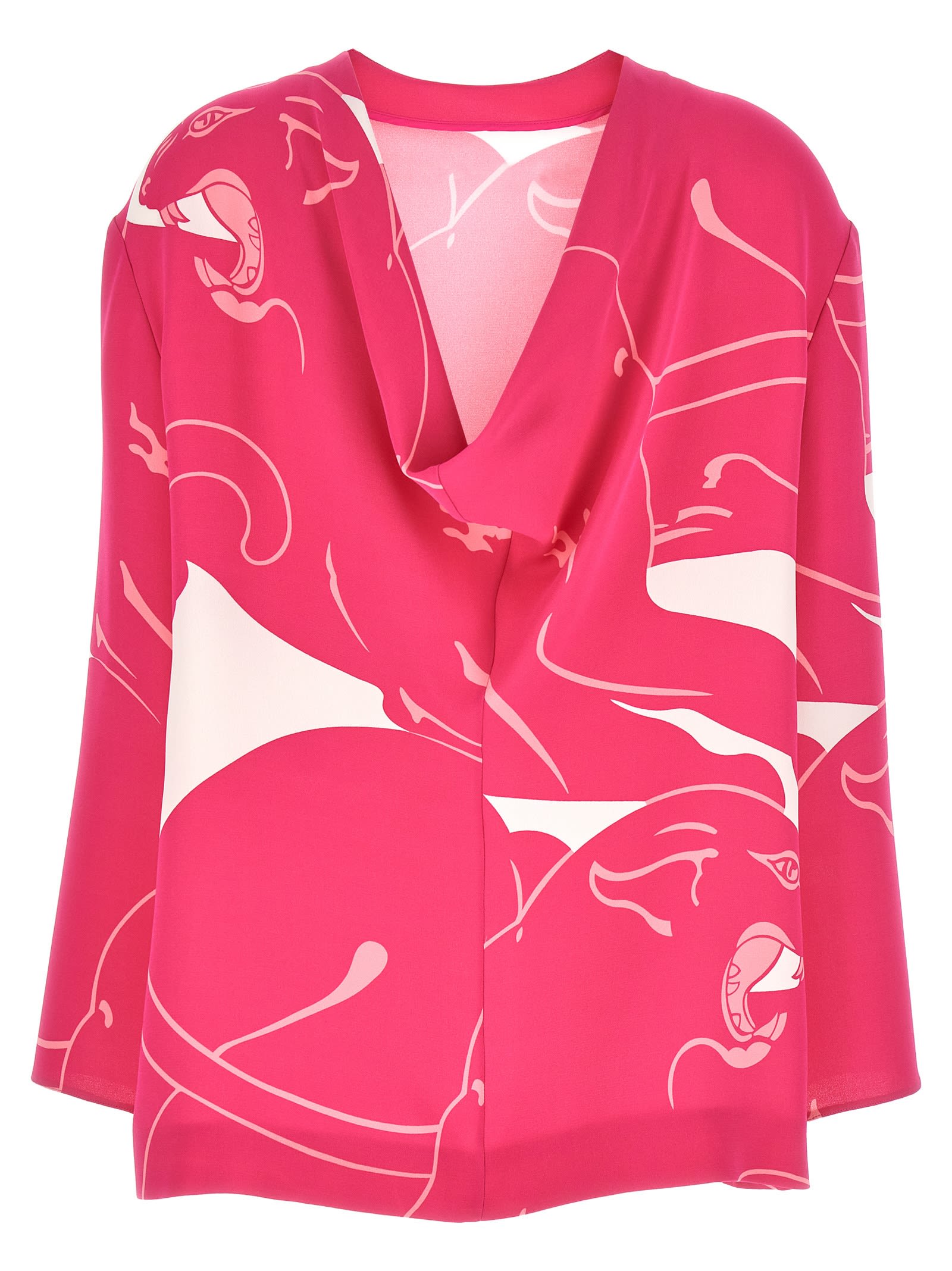 Shop Valentino Garavani Panther Top In Pink/white