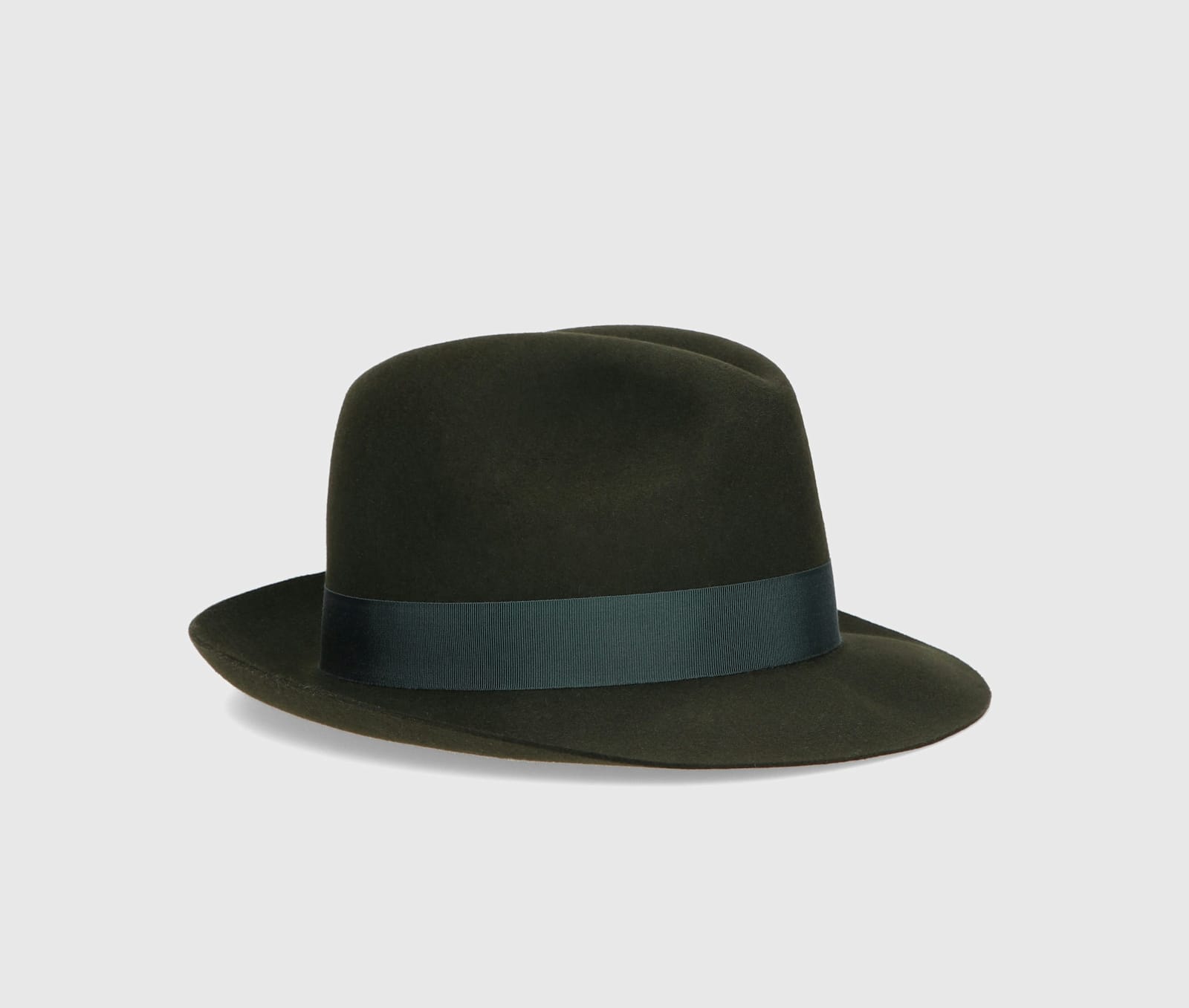 Shop Borsalino Damiano Marengo Felt In Dark Green, Tone On Tone Hatband