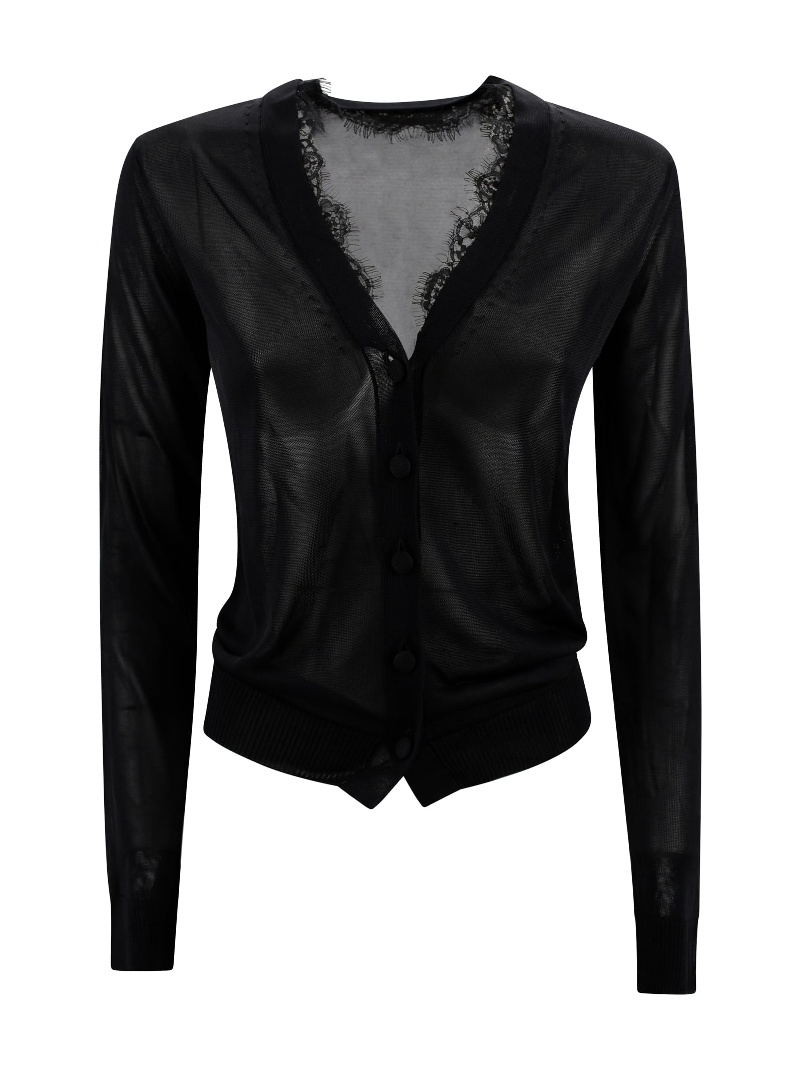Cardigan Sweater With Lace Detail