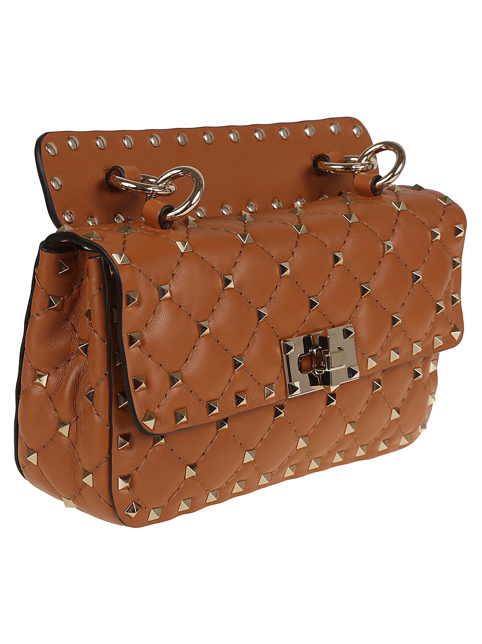 Valentino Small Shoulder Bag Rockstud Spike In Nutmeg