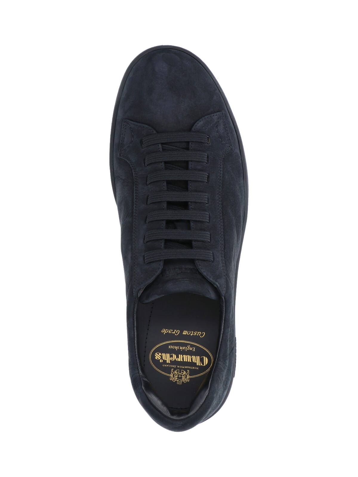 Church's Navy Textured Leather Low-top Sneakers With Rounded Toe Design In Black