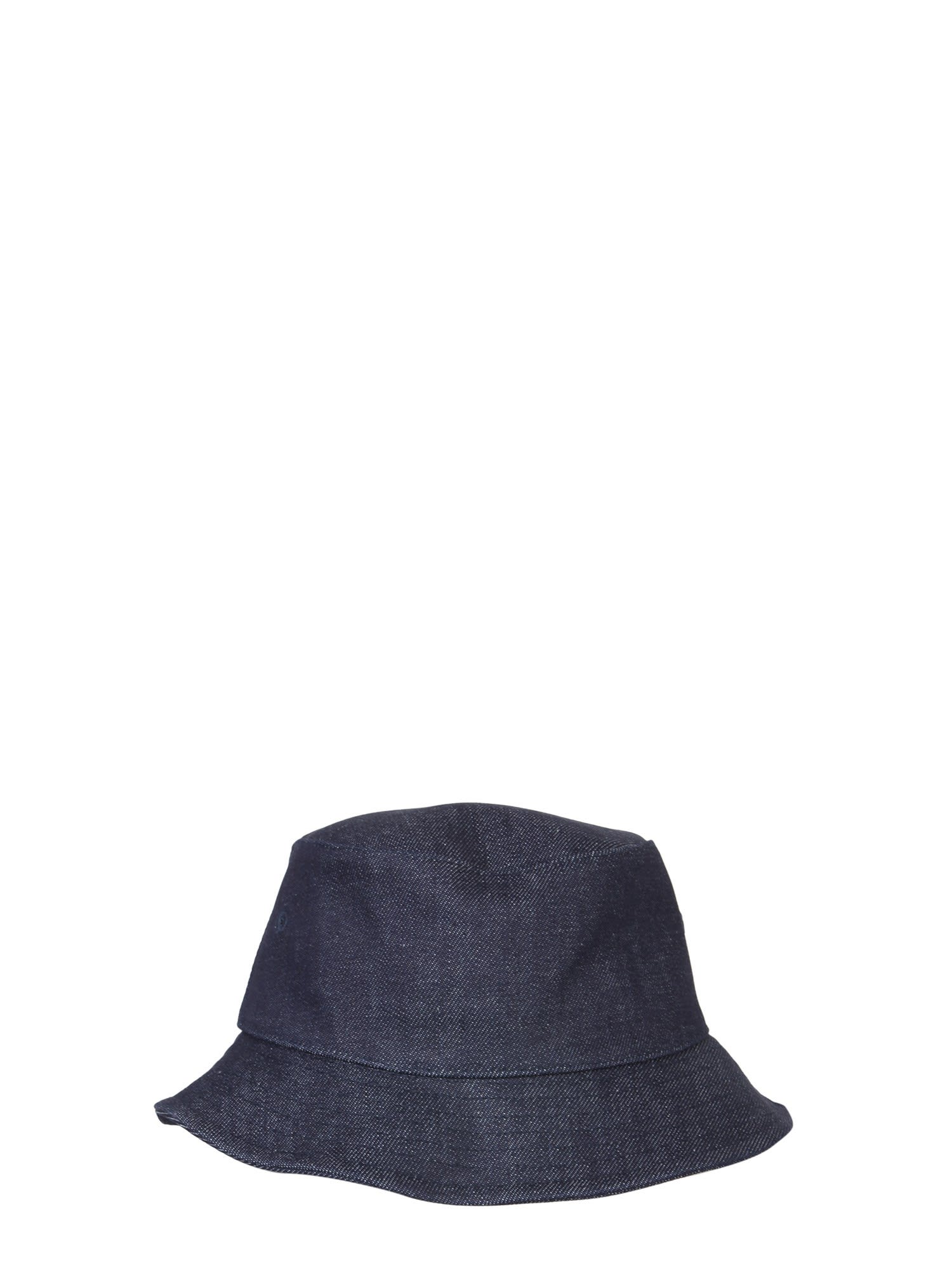 Apc Logo-print Denim Bucket Hat In Blu