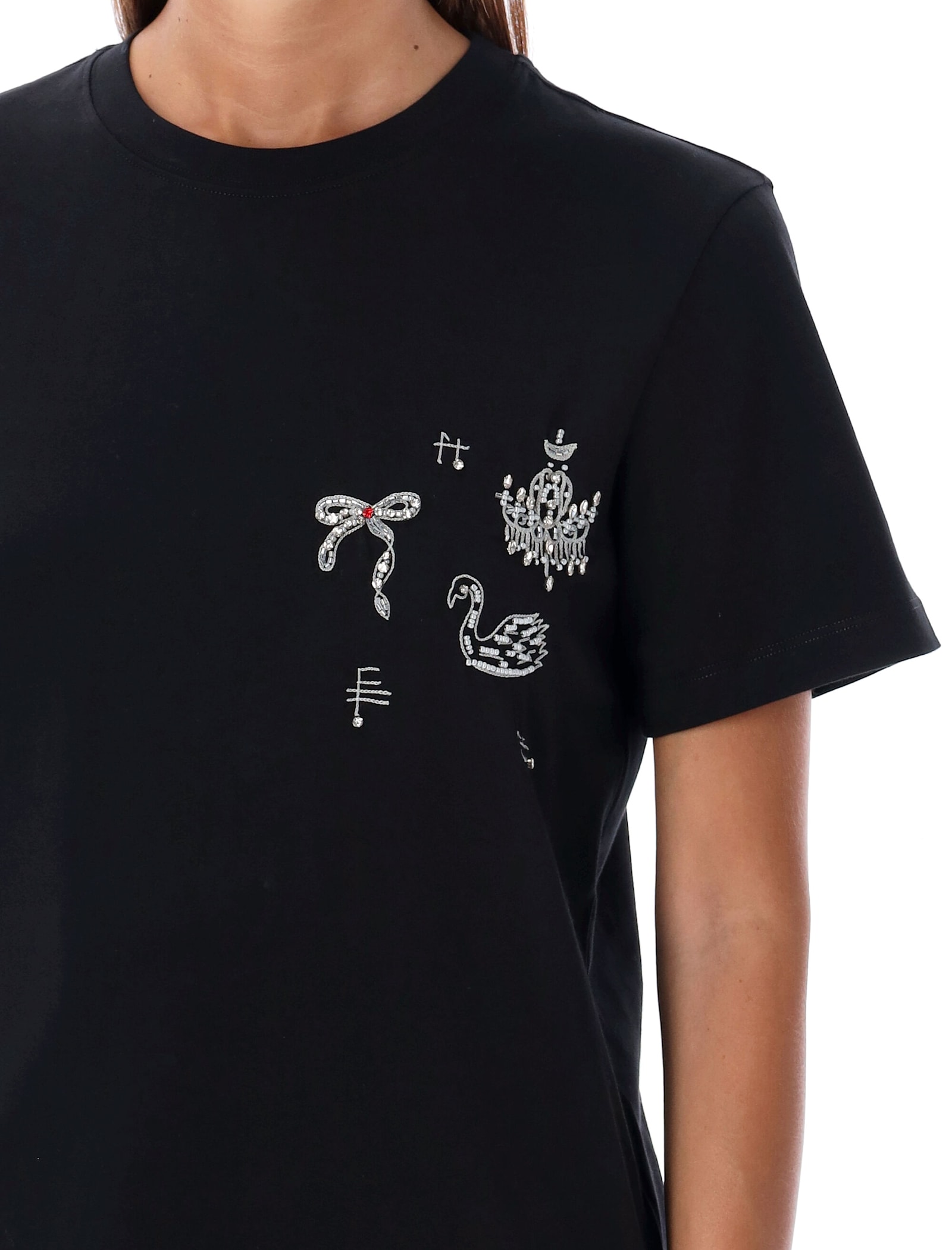 Shop Msgm Embroidered T-shirt In Black