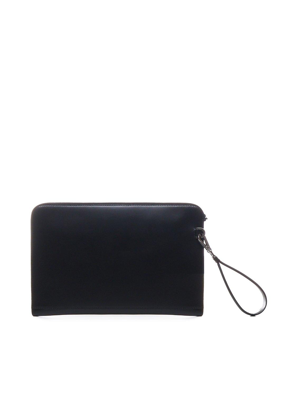 Shop Dolce & Gabbana Milano Logo Embossed Large Pouch In Nero