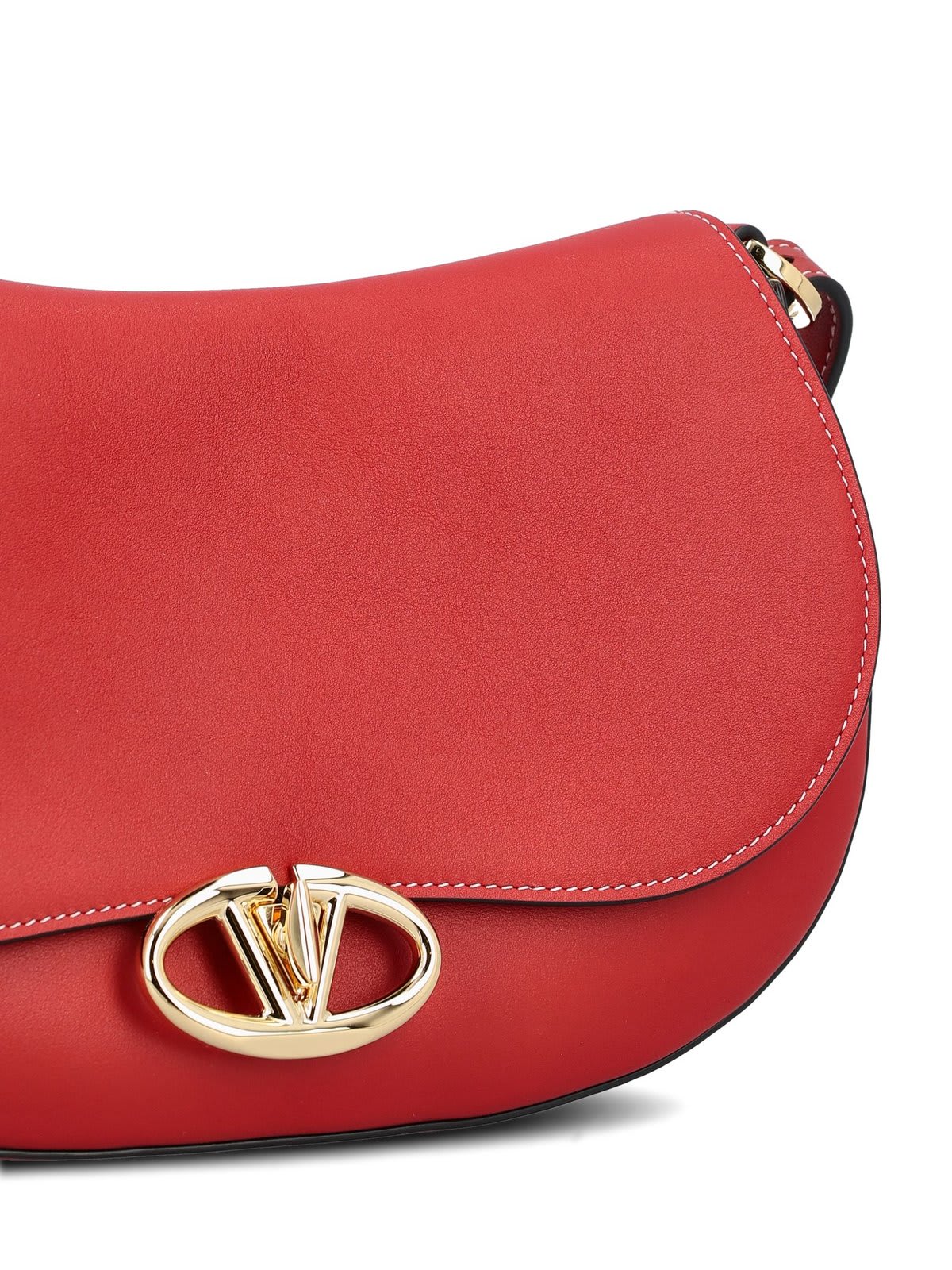 Shop Valentino Ohval Foldover Top Small Shoulder Bag In Red