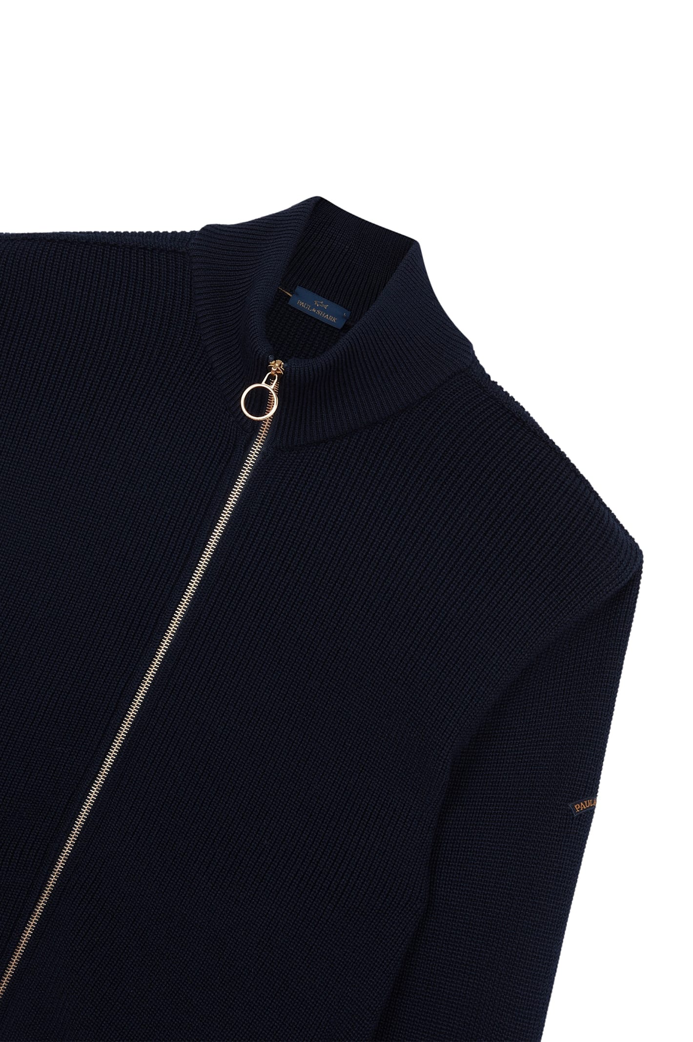 Shop Paul&amp;shark Full Zip Sweater With Moon Badge In Blue