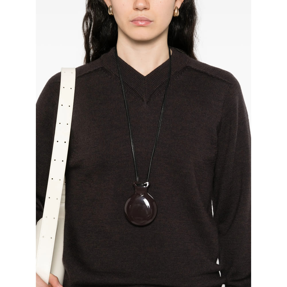 Studio Nicholson V-neck Merino-wool Sweater In Brown