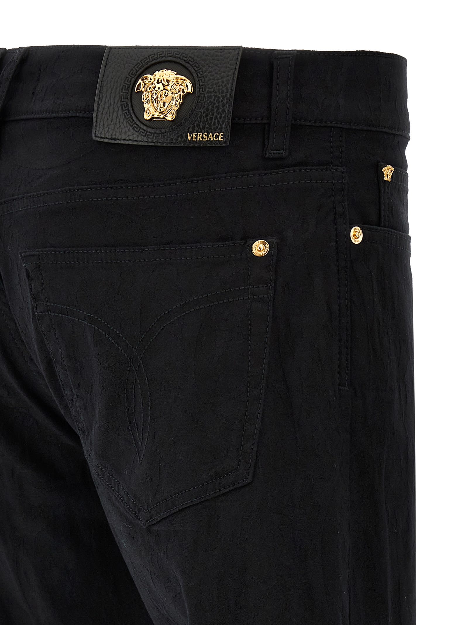 Versace Black Barocco Pants In Black