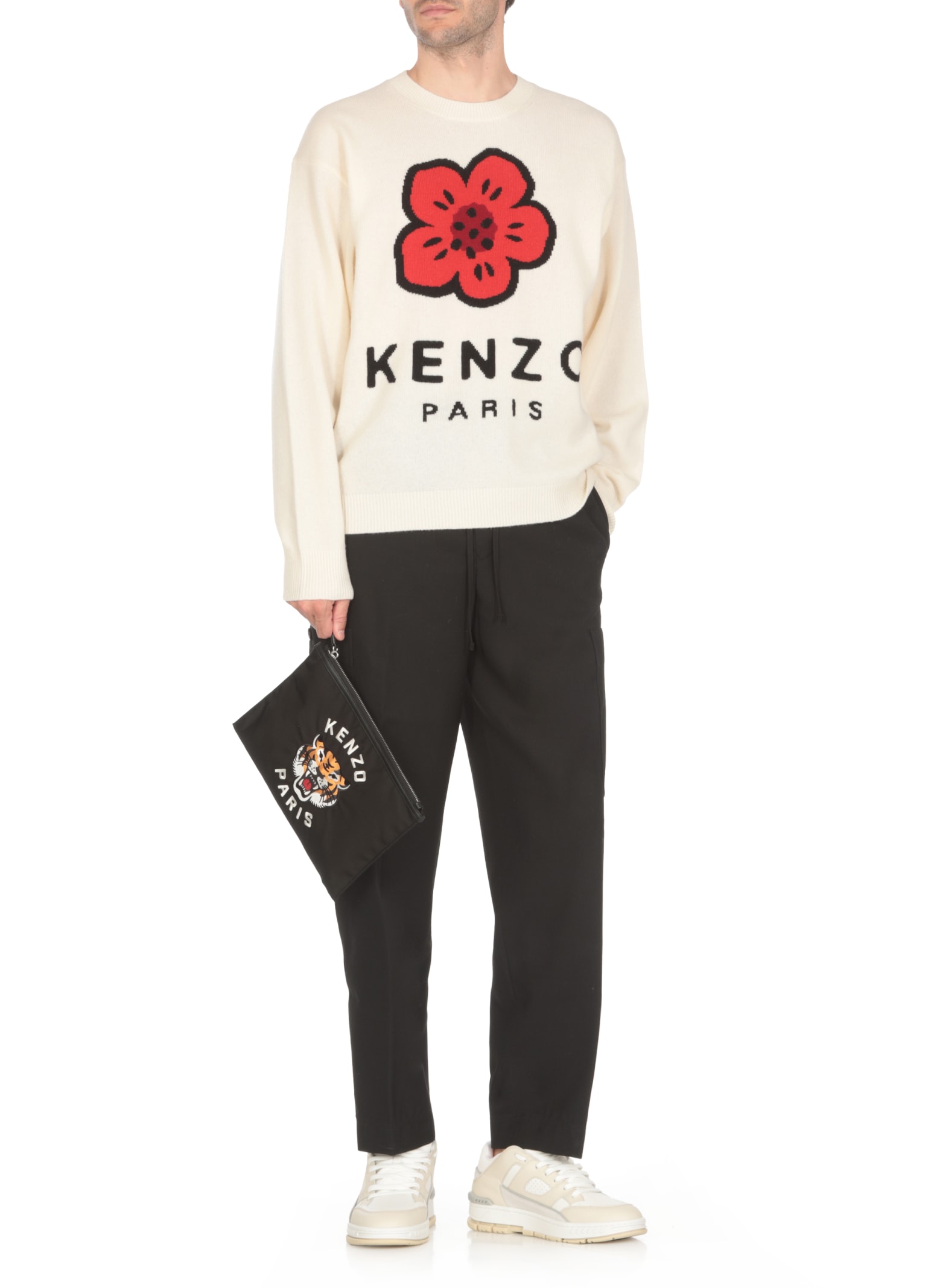 Shop Kenzo Varsity Clutch Bag In Black