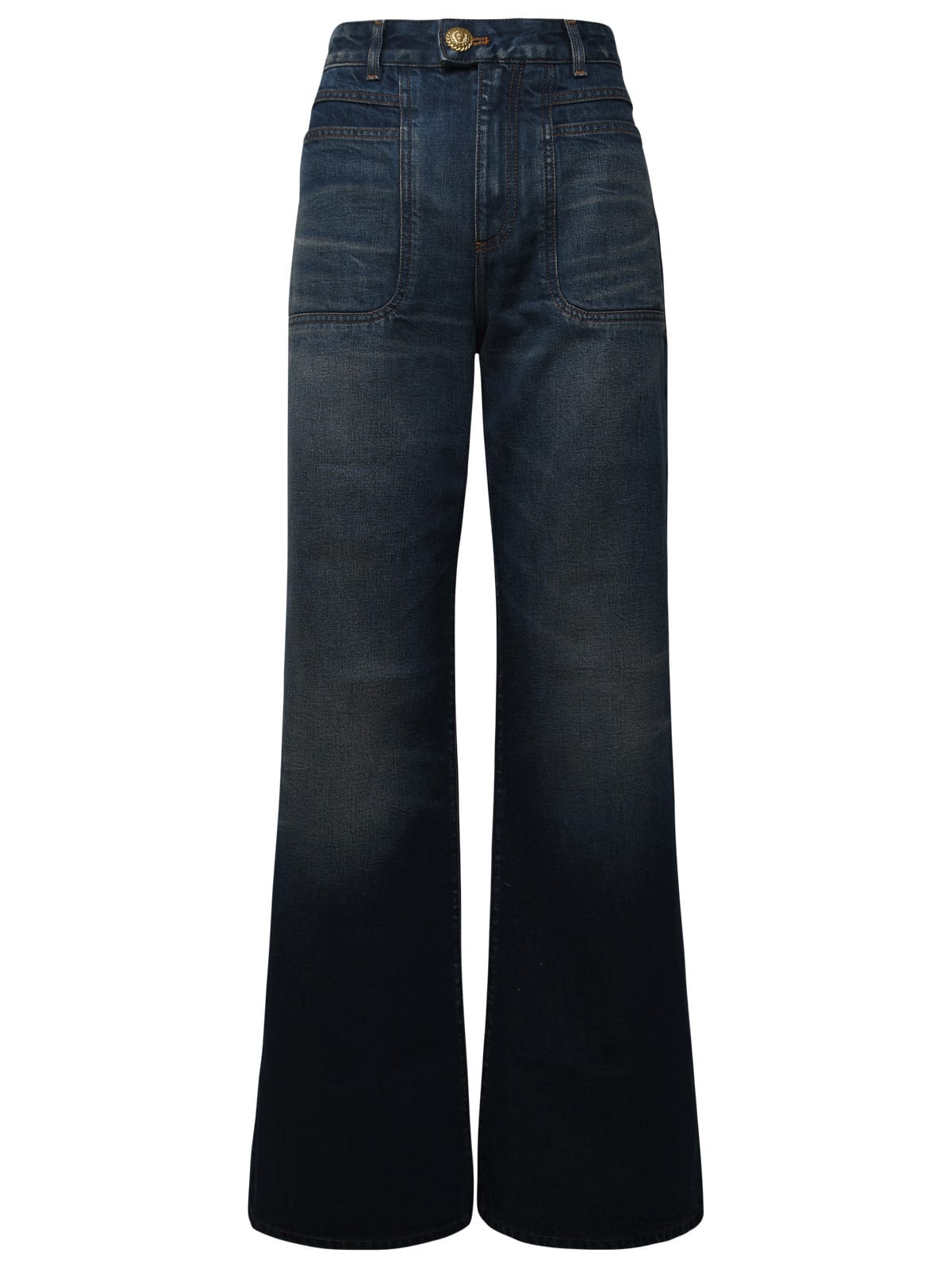 Balmain Blue Cotton Jeans In Bleu Jean Brut ModeSens