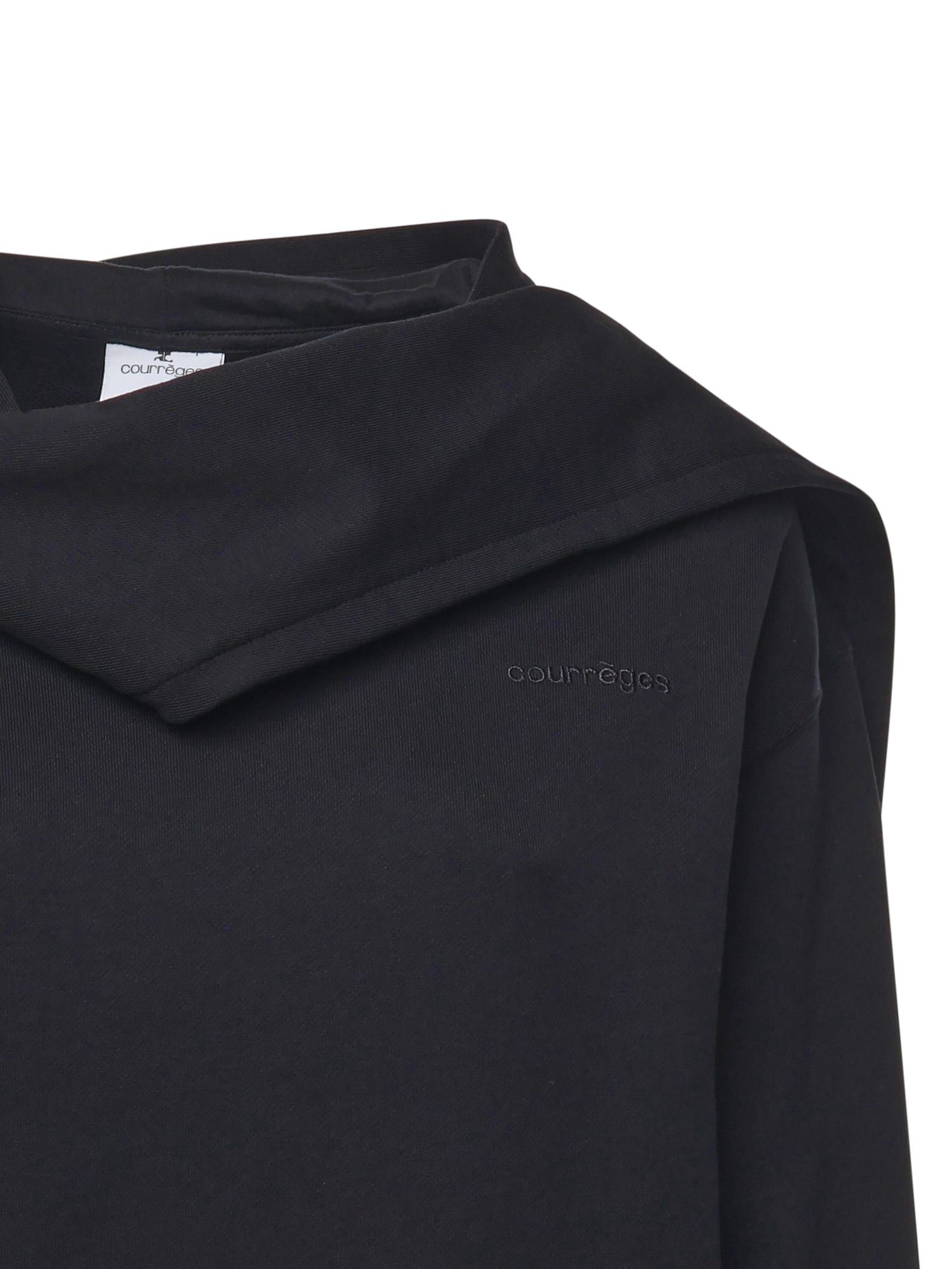 Courrèges Hooded Sweatshirt And Scarf In Black