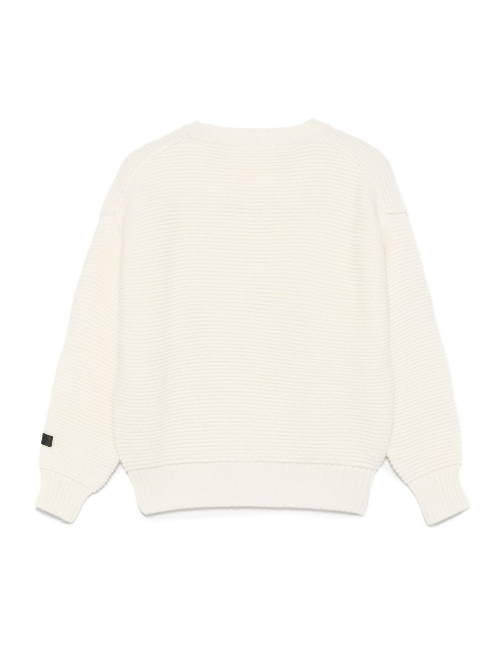 Msgm Kids Ribbed Knit Sweater In White