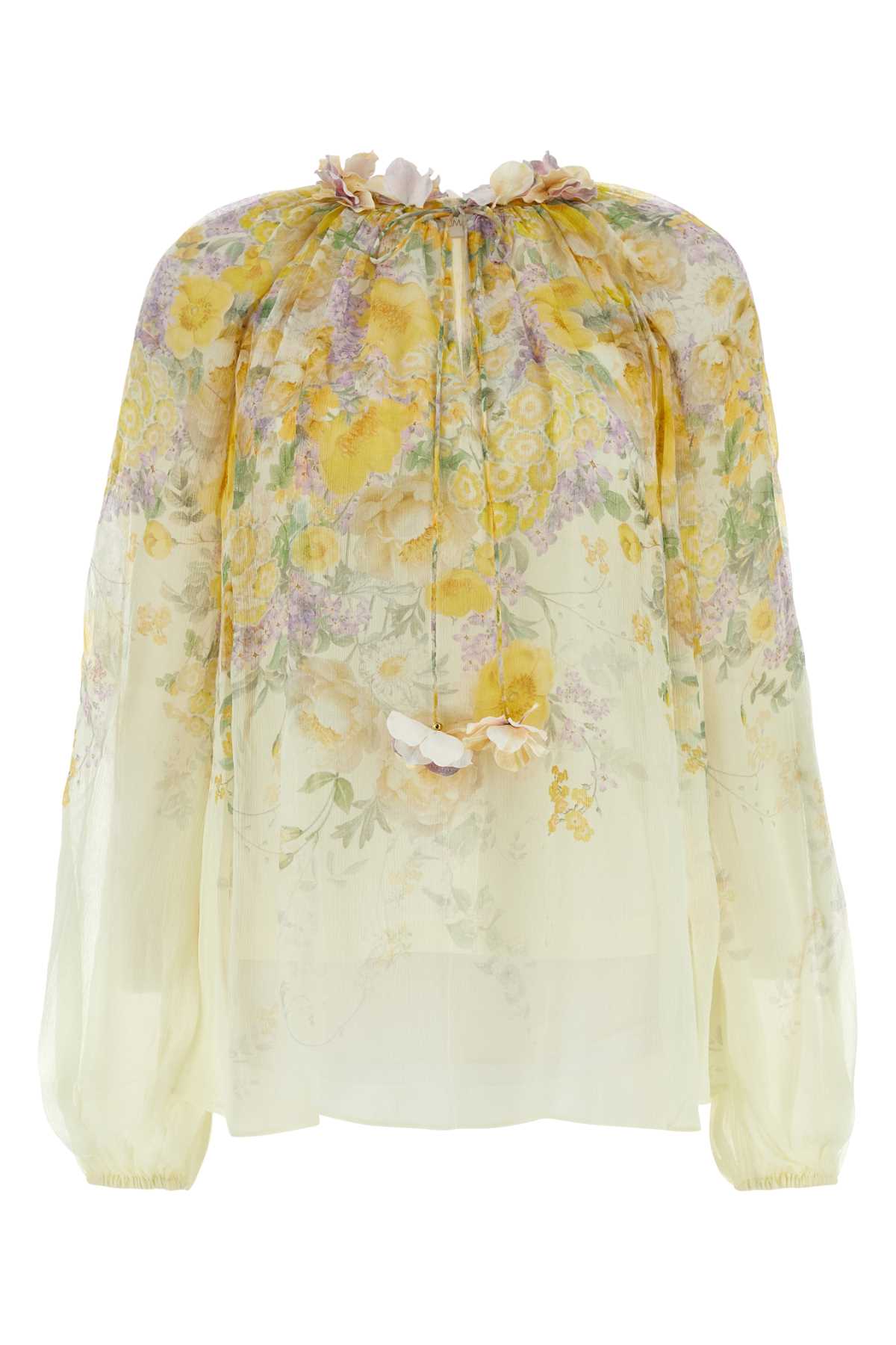 Shop Zimmermann Printed Viscose Harmony Billow Blouse In Citrusgardenprint