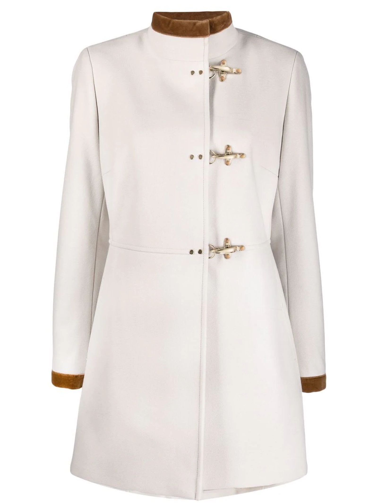 Fay Virginia Coat In White Wool-blend Fabric