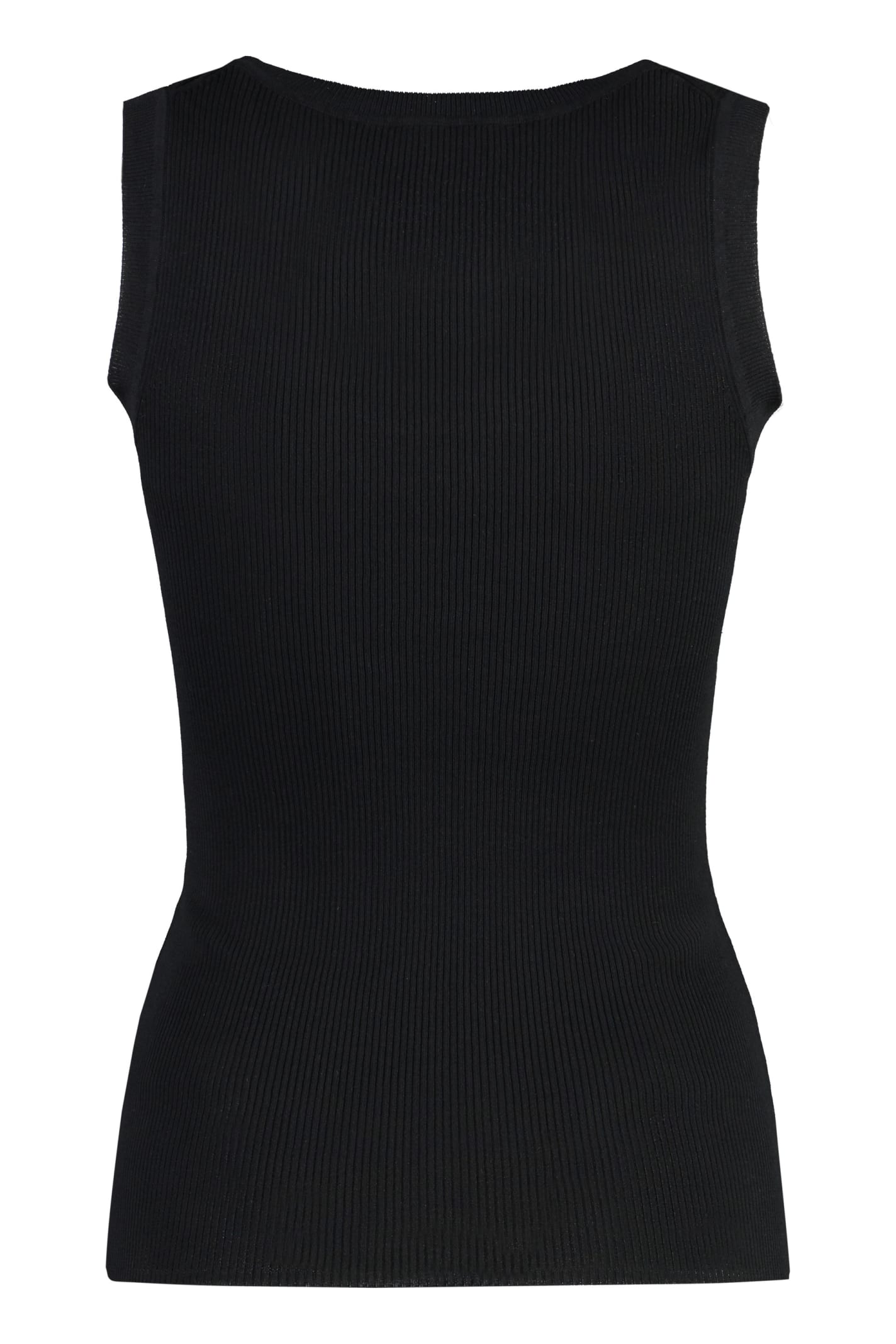 Shop P.a.r.o.s.h Ribbed Tank Top In Black